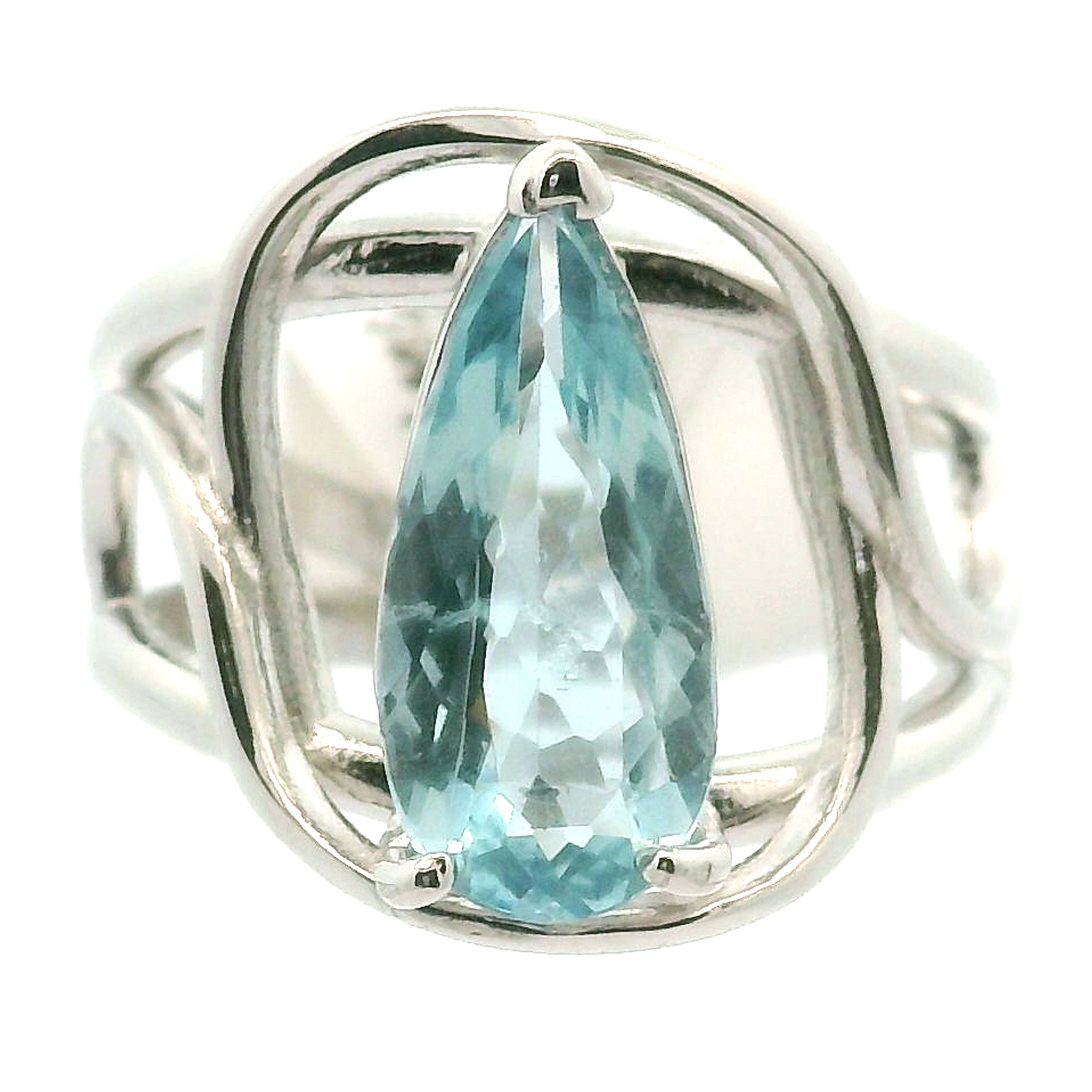 Aquamarine Faceted Cuff Ring .925 Silver for Peace and Calm