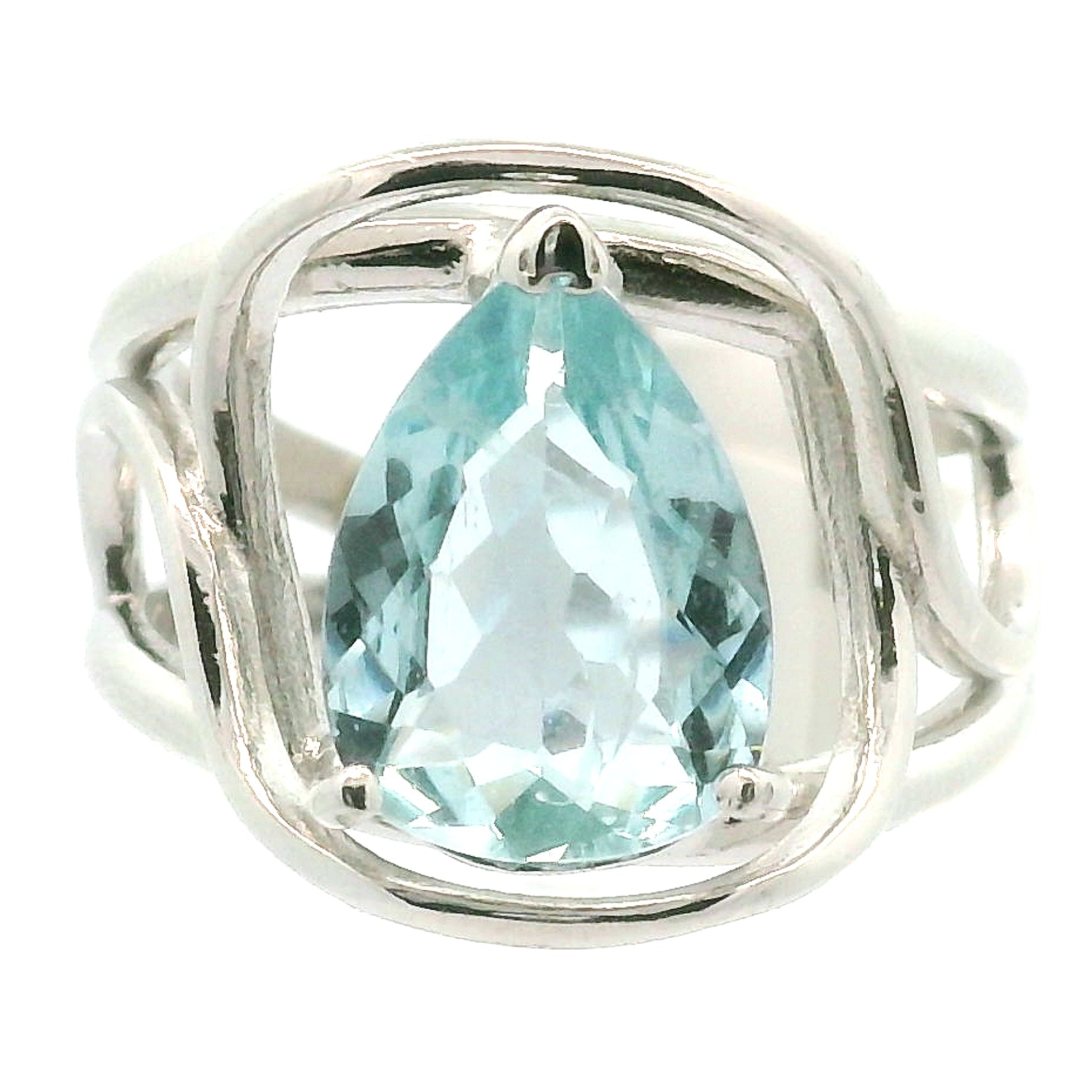 Aquamarine Faceted Cuff Ring .925 Silver for Peace and Calm