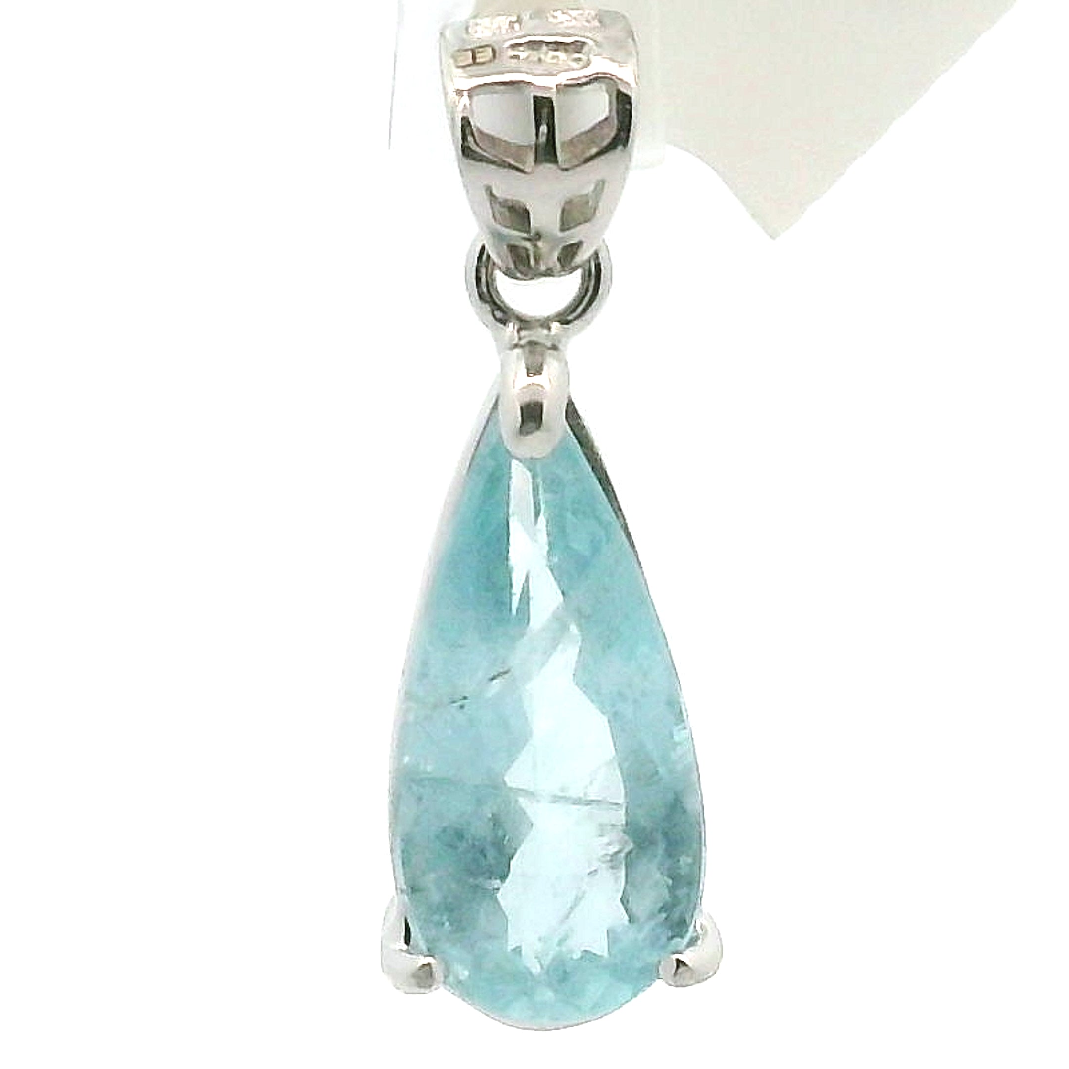 Aquamarine Faceted Pendant .925 Silver for Peace and Calm