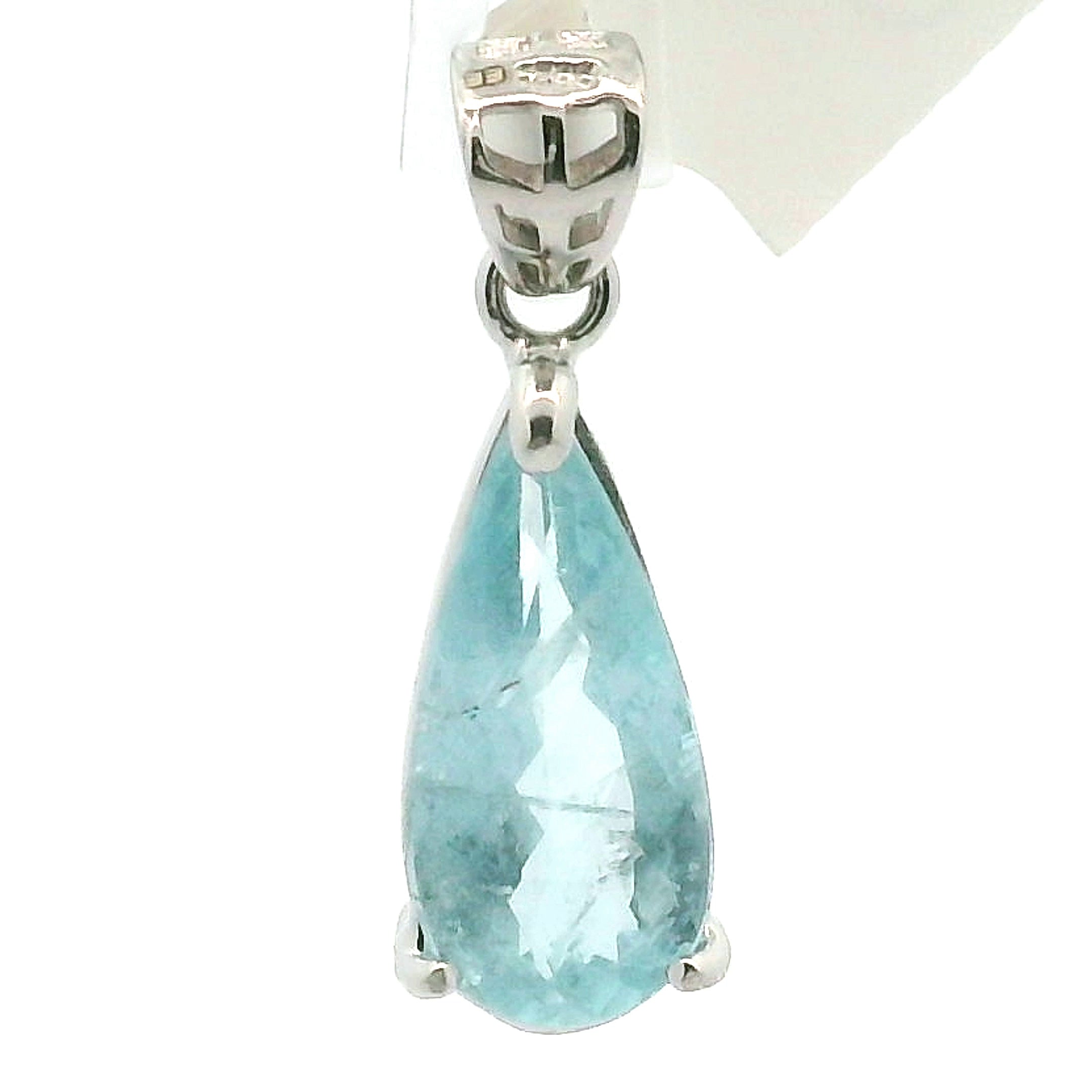 Aquamarine Faceted Pendant .925 Silver for Peace and Calm