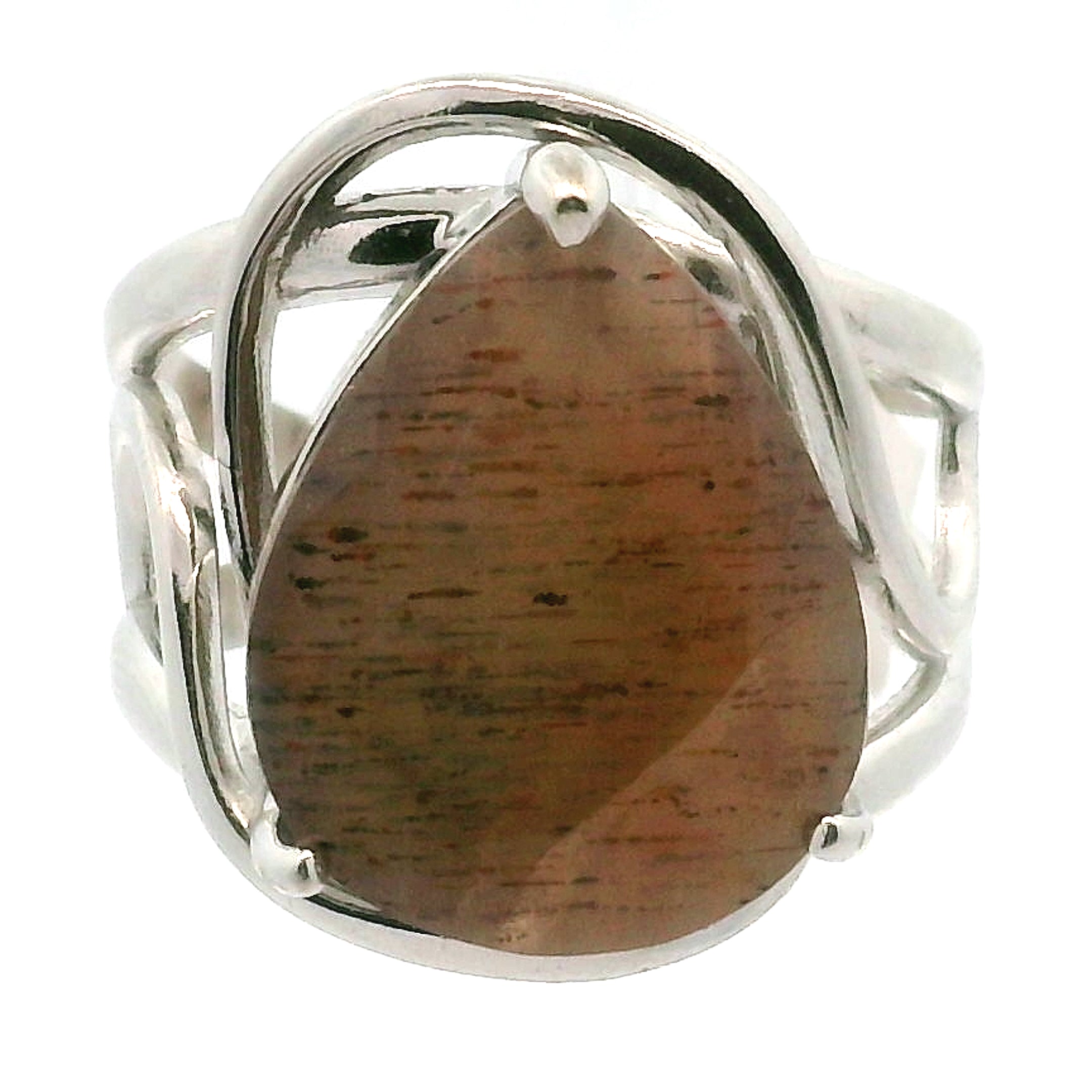 Lattice Moonstone Cuff Ring .925 Silver for Protection and Manifestation
