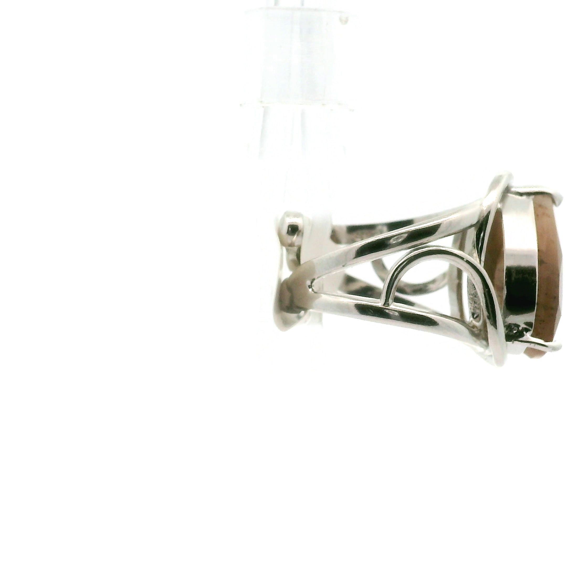 Lattice Moonstone Cuff Ring .925 Silver for Protection and Manifestation