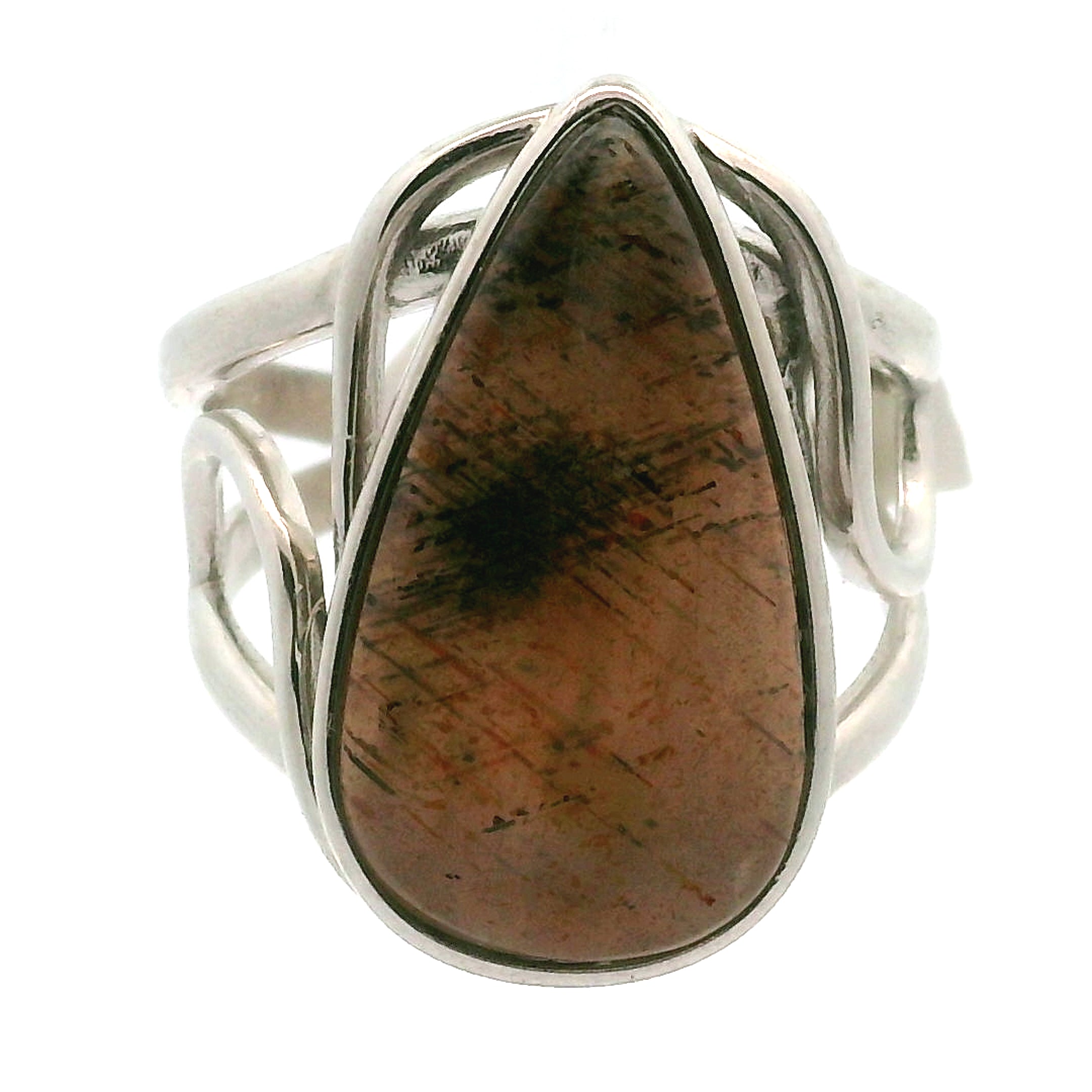 Lattice Moonstone Cuff Ring .925 Silver for Protection and Manifestation