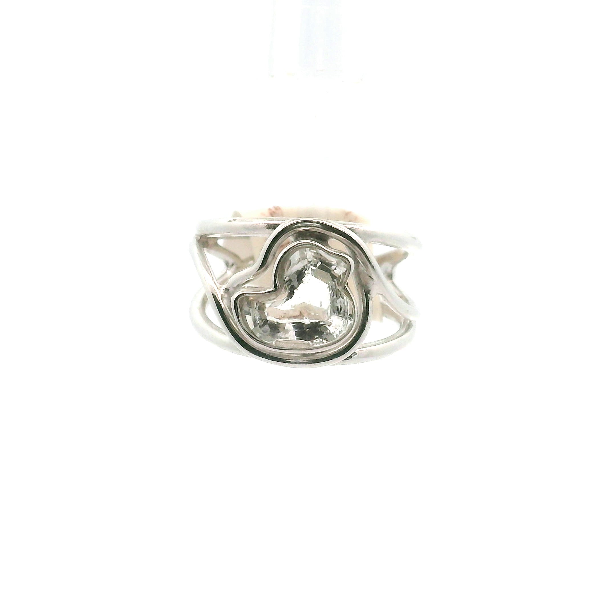 Clear Quartz Duck Cuff Ring .925 Silver for Healing, Intention Setting and Manifesting your Desires
