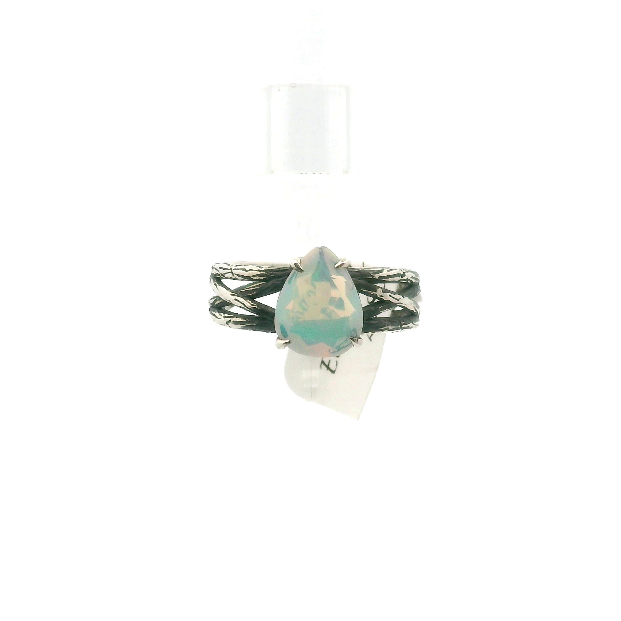 Ethiopian Opal Bad Witch Adjustable Cuff Ring .925 Silver for Transformation and Energy Protection