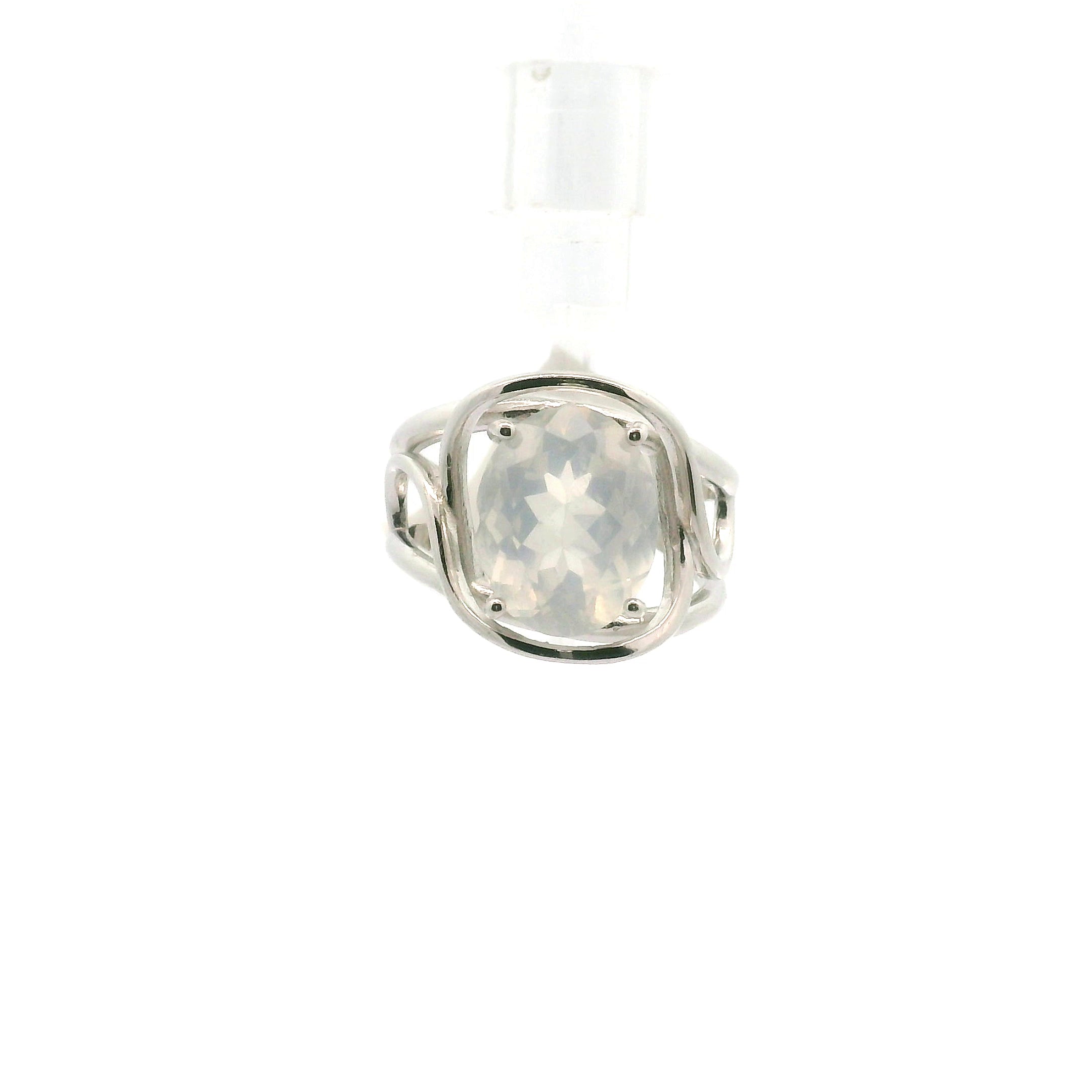 Moon Quartz Cuff Ring .925 Silver for Divination