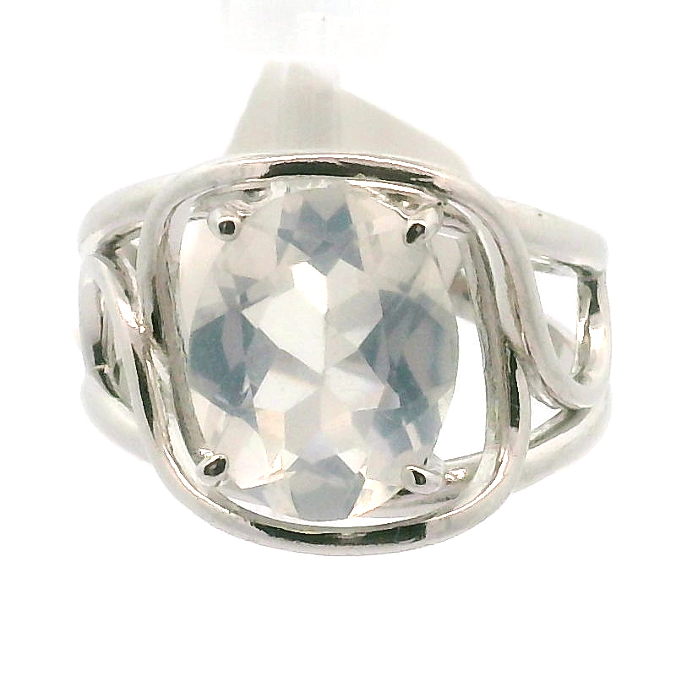 Moon Quartz Cuff Ring .925 Silver for Divination