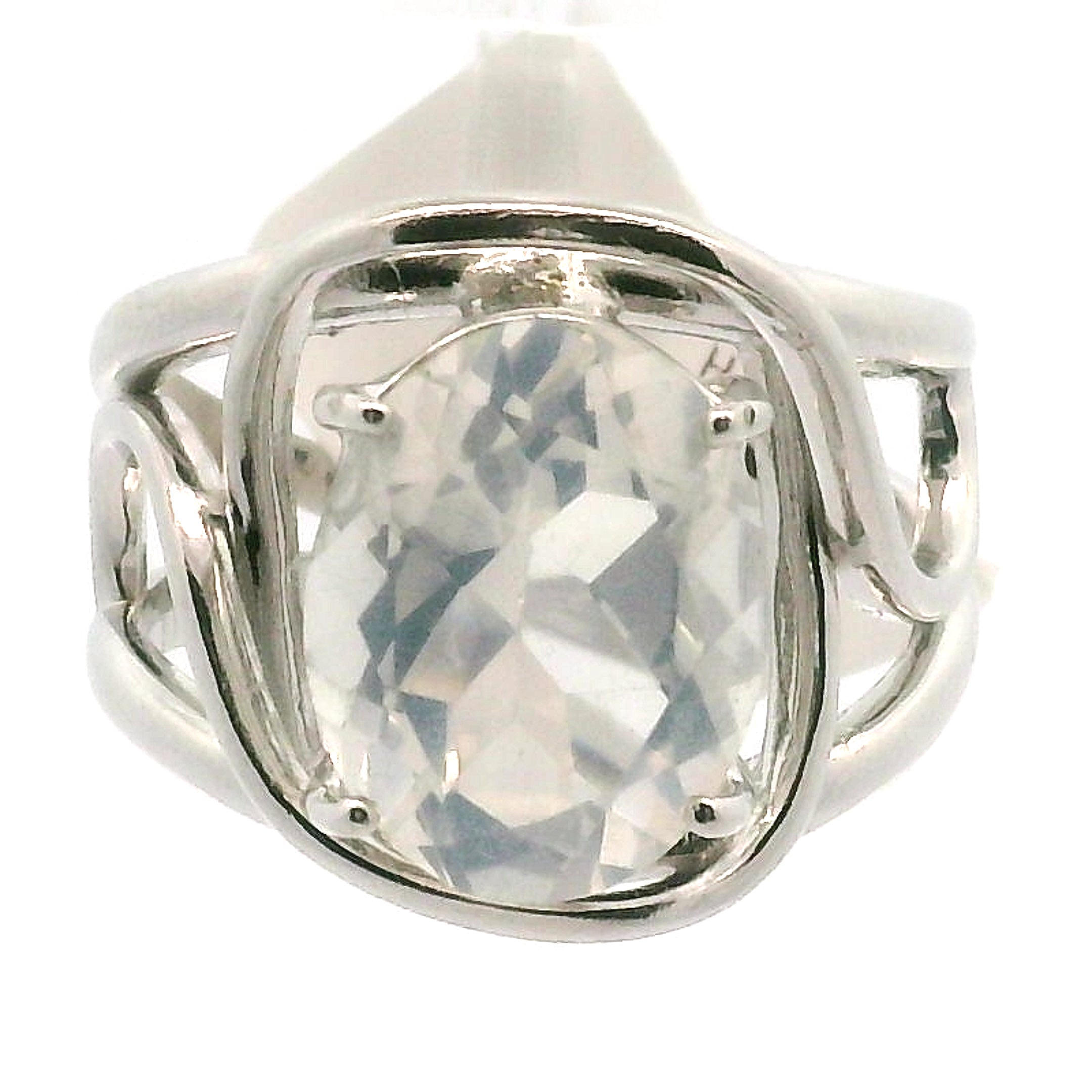 Moon Quartz Cuff Ring .925 Silver for Divination