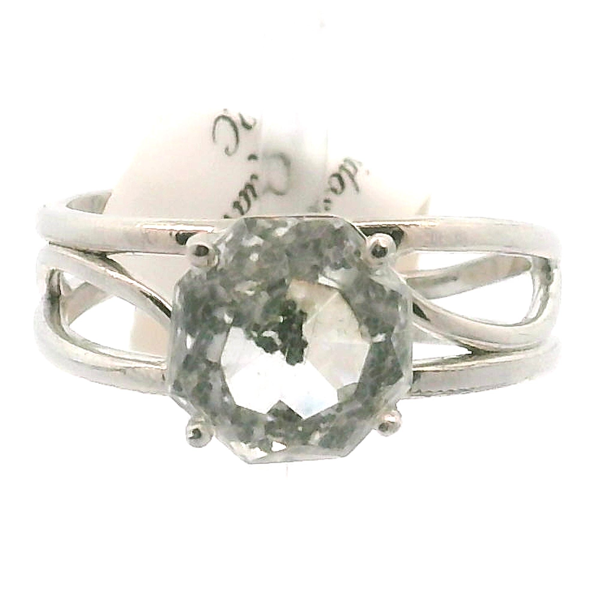 Kaleidoscope Quartz Cuff Ring .925 Silver for Intention Setting and Manifestation