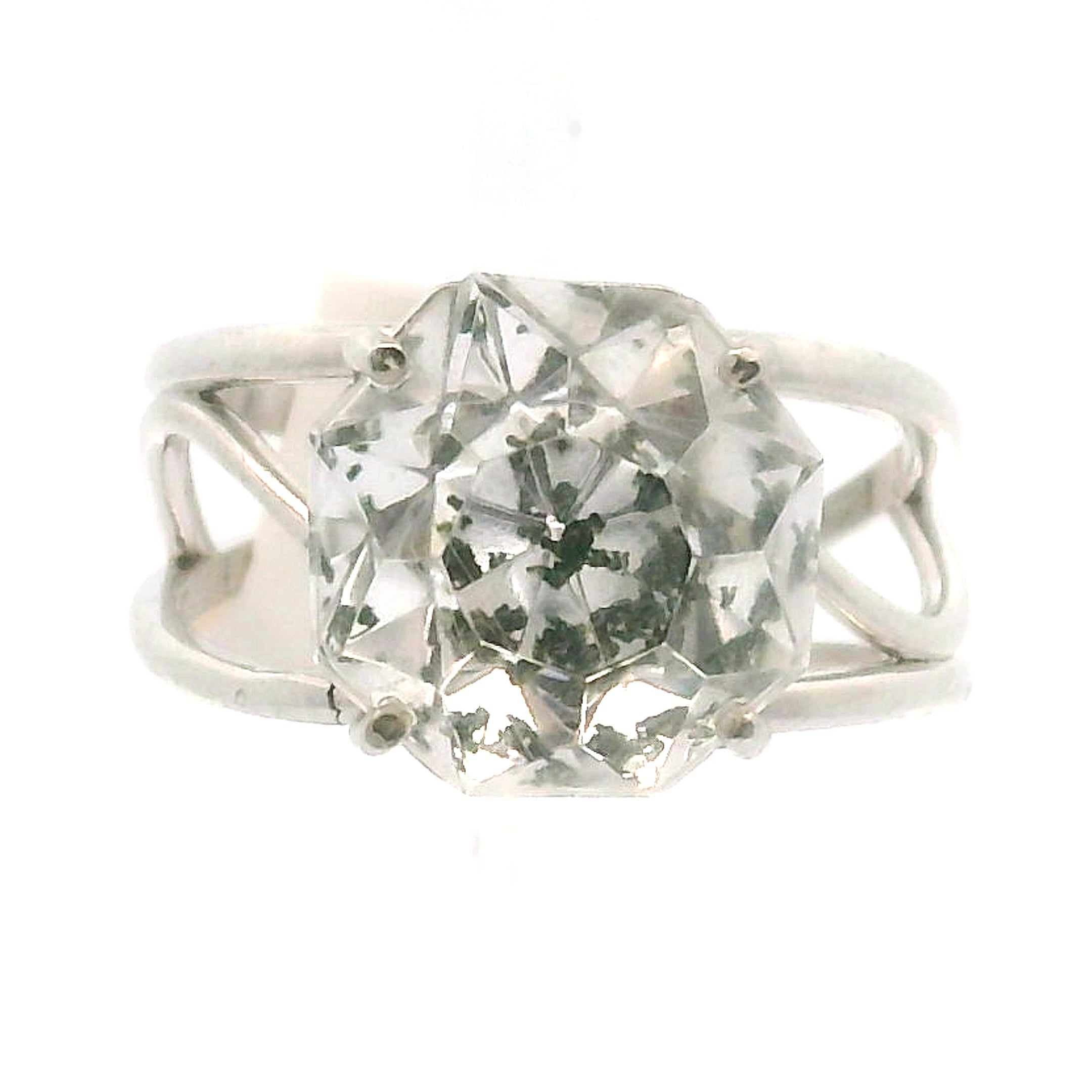 Kaleidoscope Quartz Cuff Ring .925 Silver for Intention Setting and Manifestation