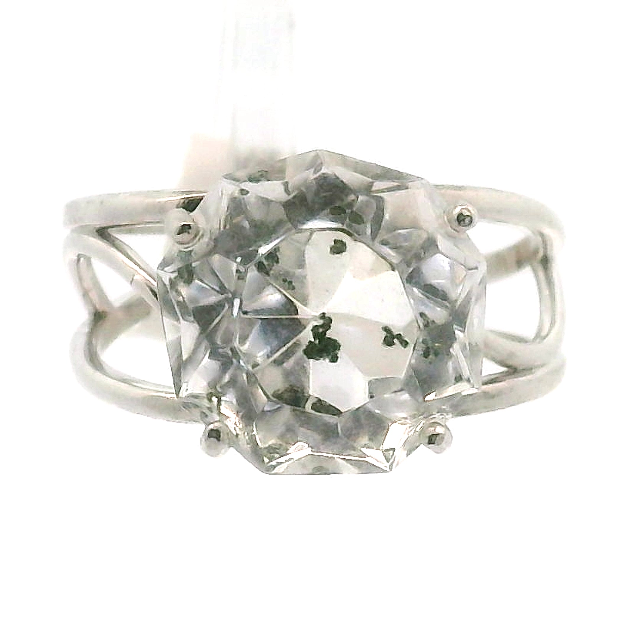 Kaleidoscope Quartz Cuff Ring .925 Silver for Intention Setting and Manifestation