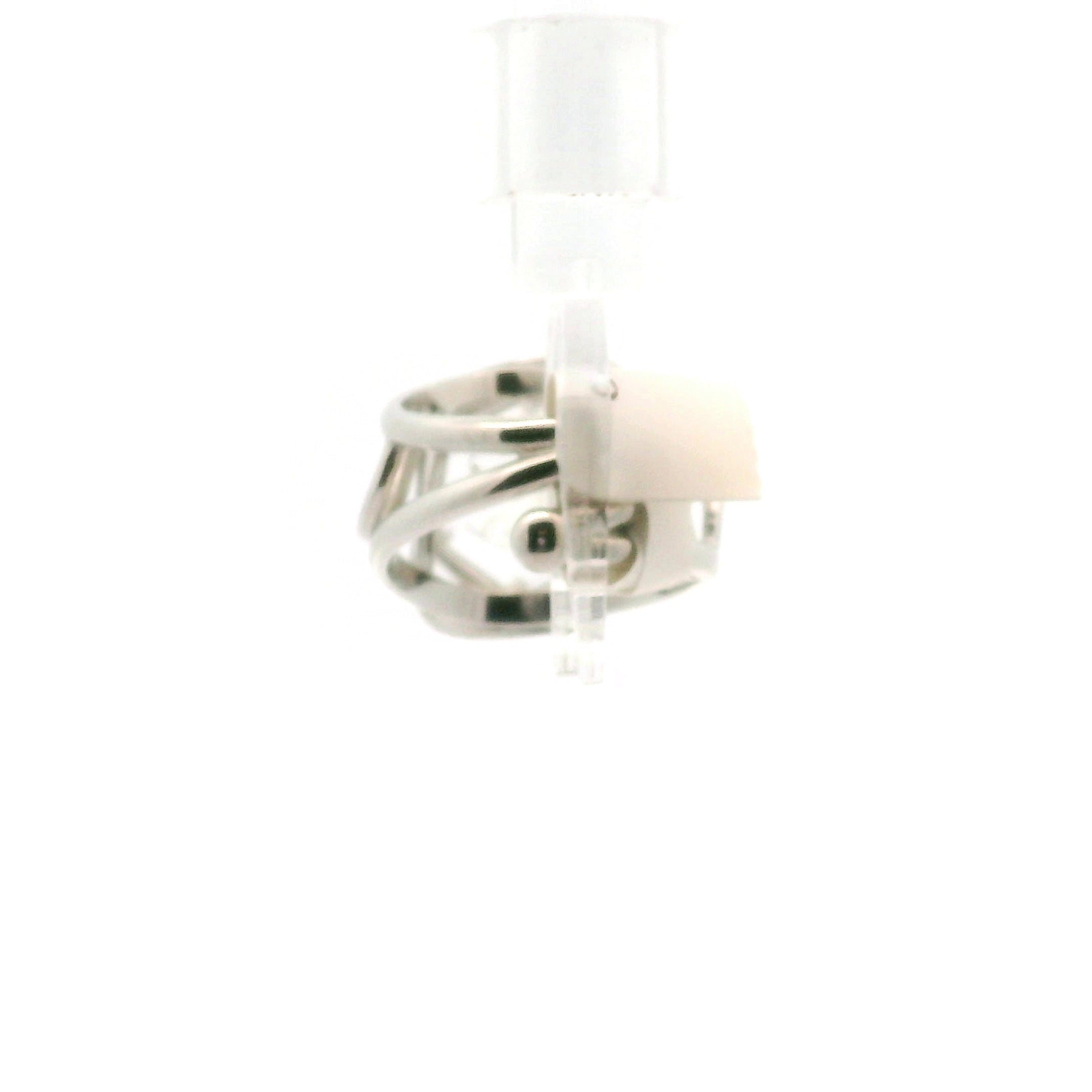 Clear Quartz Hexagon with Engraved Pot Leaf Cuff Ring .925 Silver for 420 Vibes
