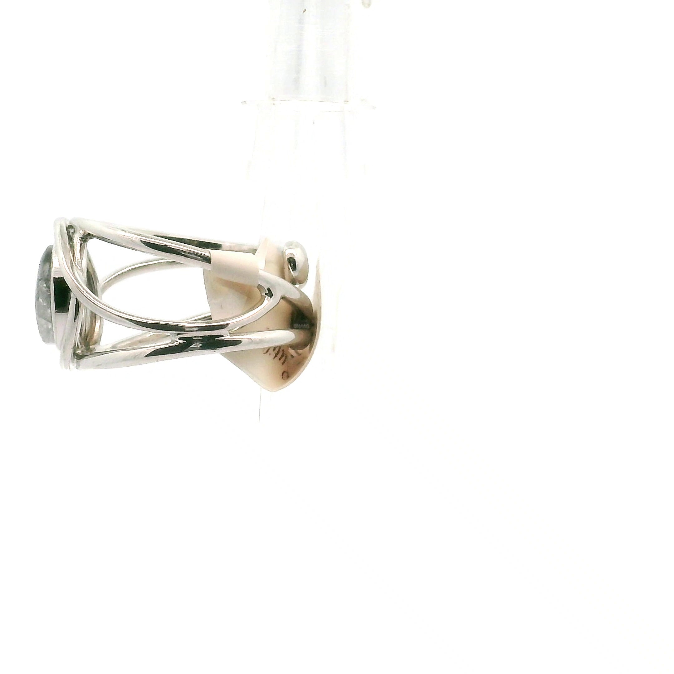 Silver Rutile in Quartz Cuff Ring 925 Silver for Grounding and Renewal