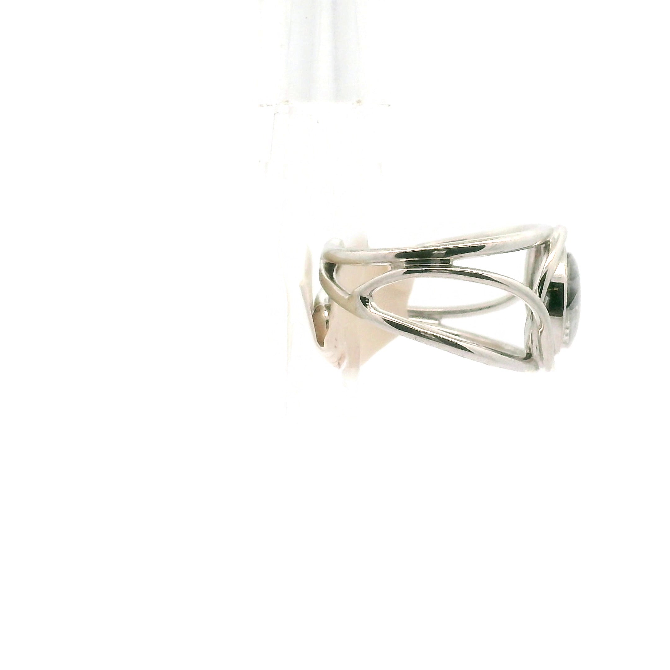 Silver Rutile in Quartz Cuff Ring 925 Silver for Grounding and Renewal