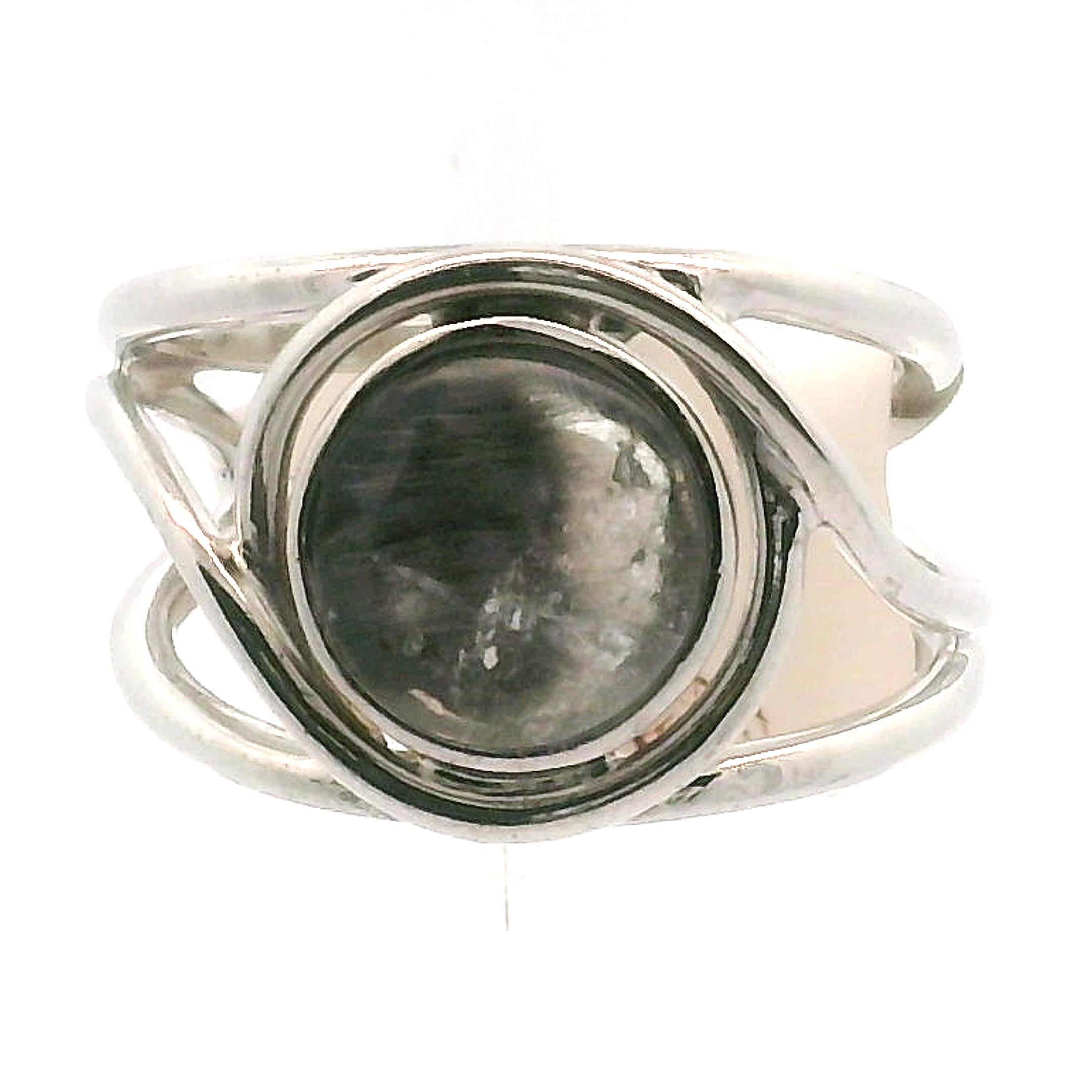 Silver Rutile in Quartz Cuff Ring 925 Silver for Grounding and Renewal