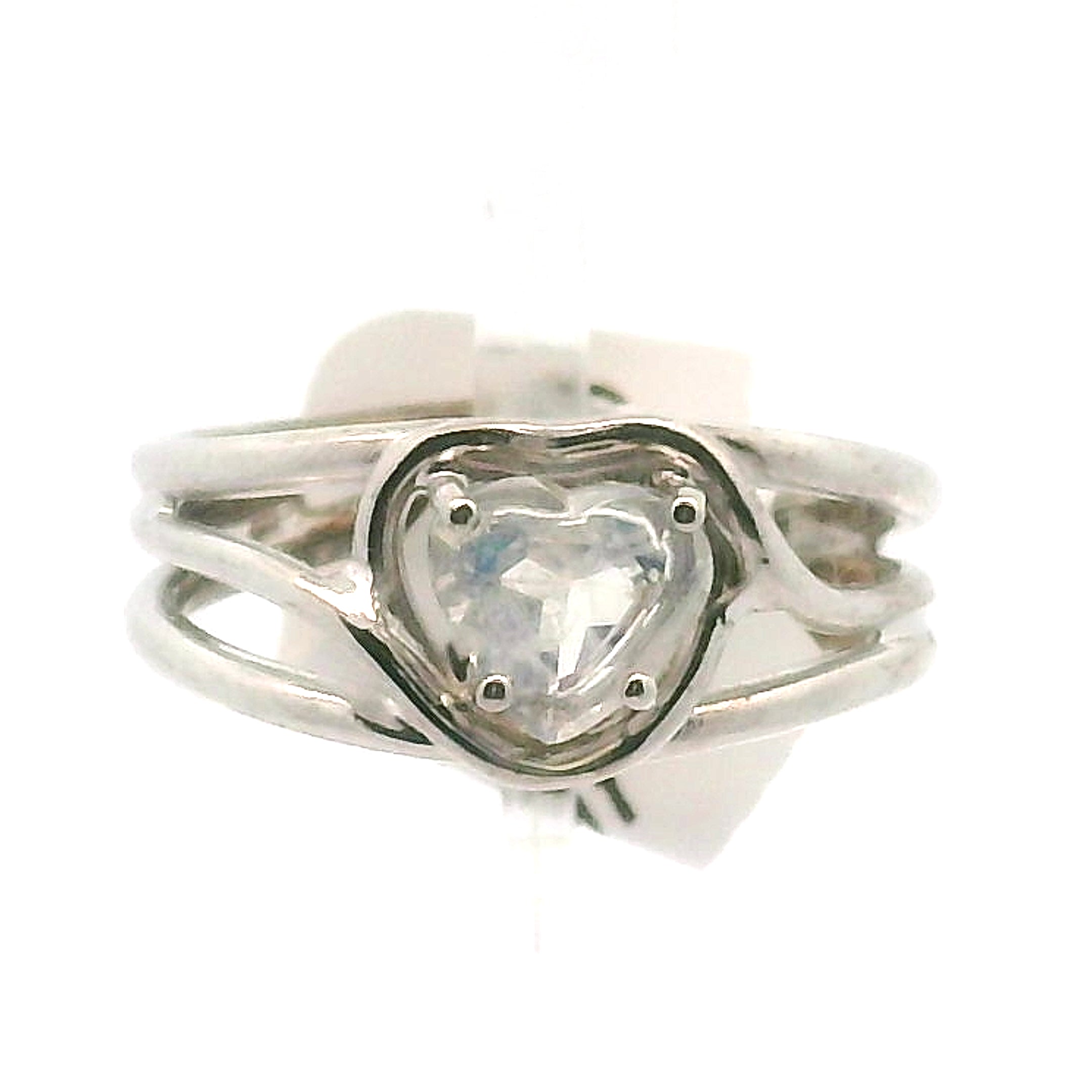 Moonstone Heart Midi Cuff Ring .925 Silver for Purification and Harmony