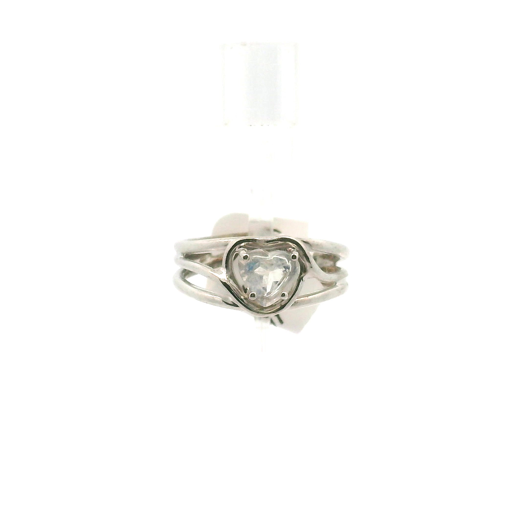 Moonstone Heart Midi Cuff Ring .925 Silver for Purification and Harmony