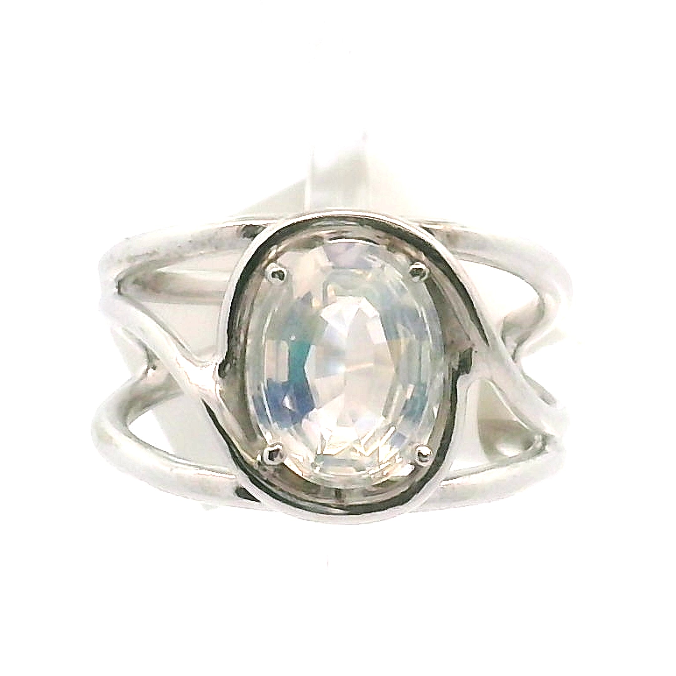 Moonstone Cuff Ring .925 Silver for Protection and Manifestation