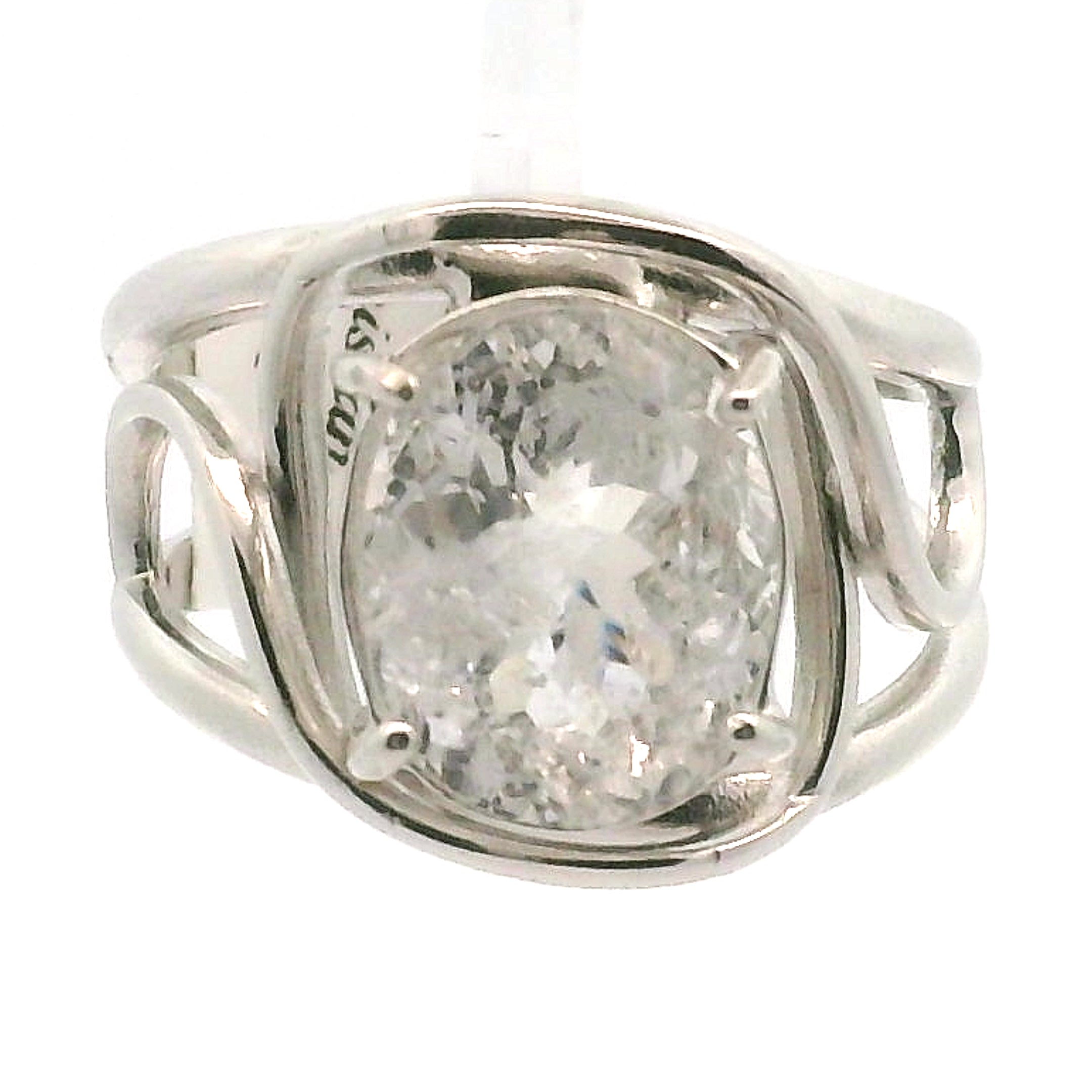 Pollucite from Afghanistan Cuff Ring .925 Silver for New Beginnings and Spiritual Awakening