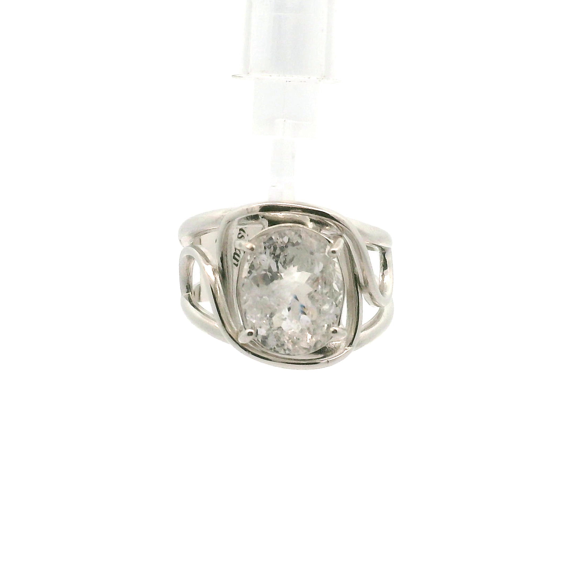 Pollucite from Afghanistan Cuff Ring .925 Silver for New Beginnings and Spiritual Awakening