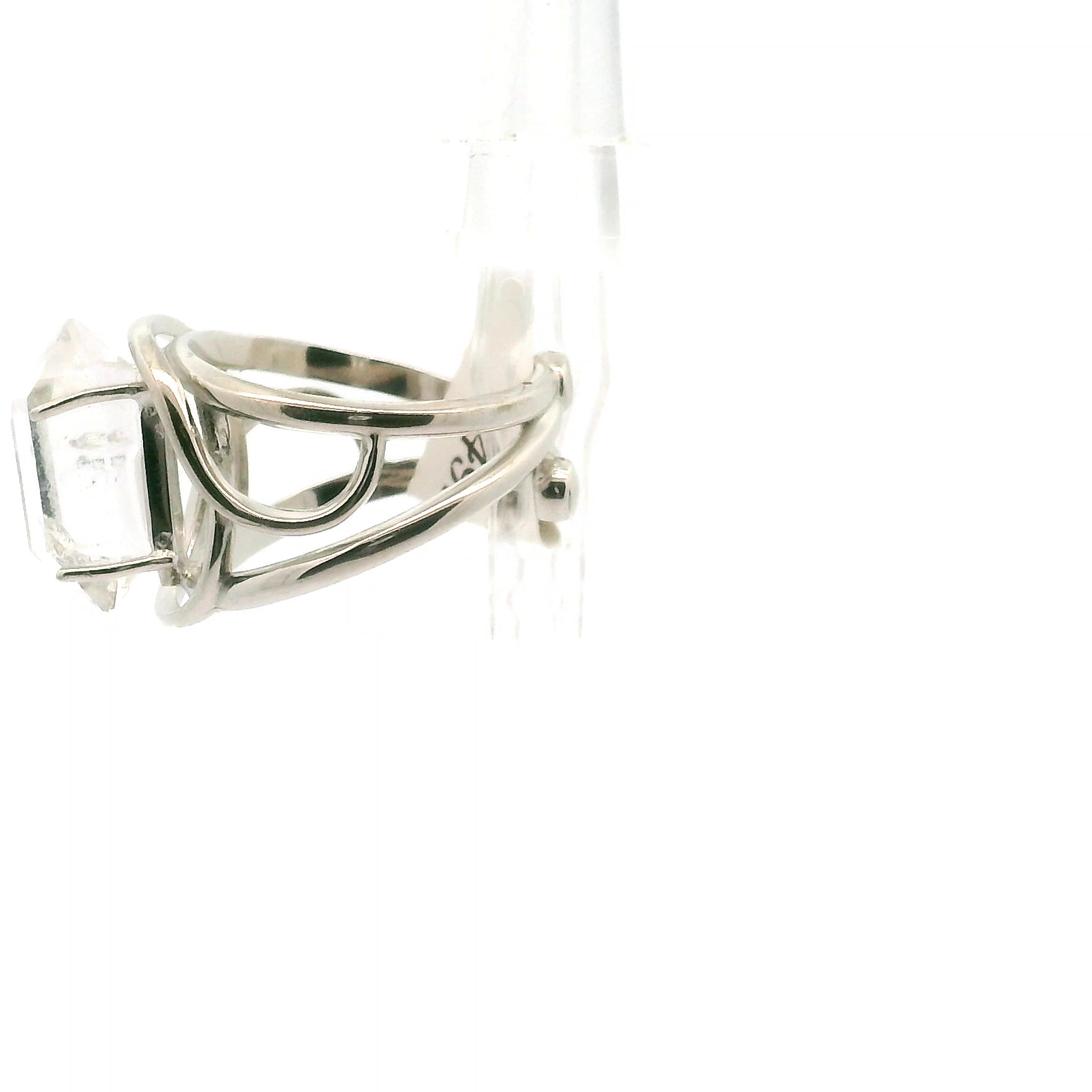 Herkimer Quartz Cuff Ring .925 Silver for  Intention Setting and Manifesting your Desires