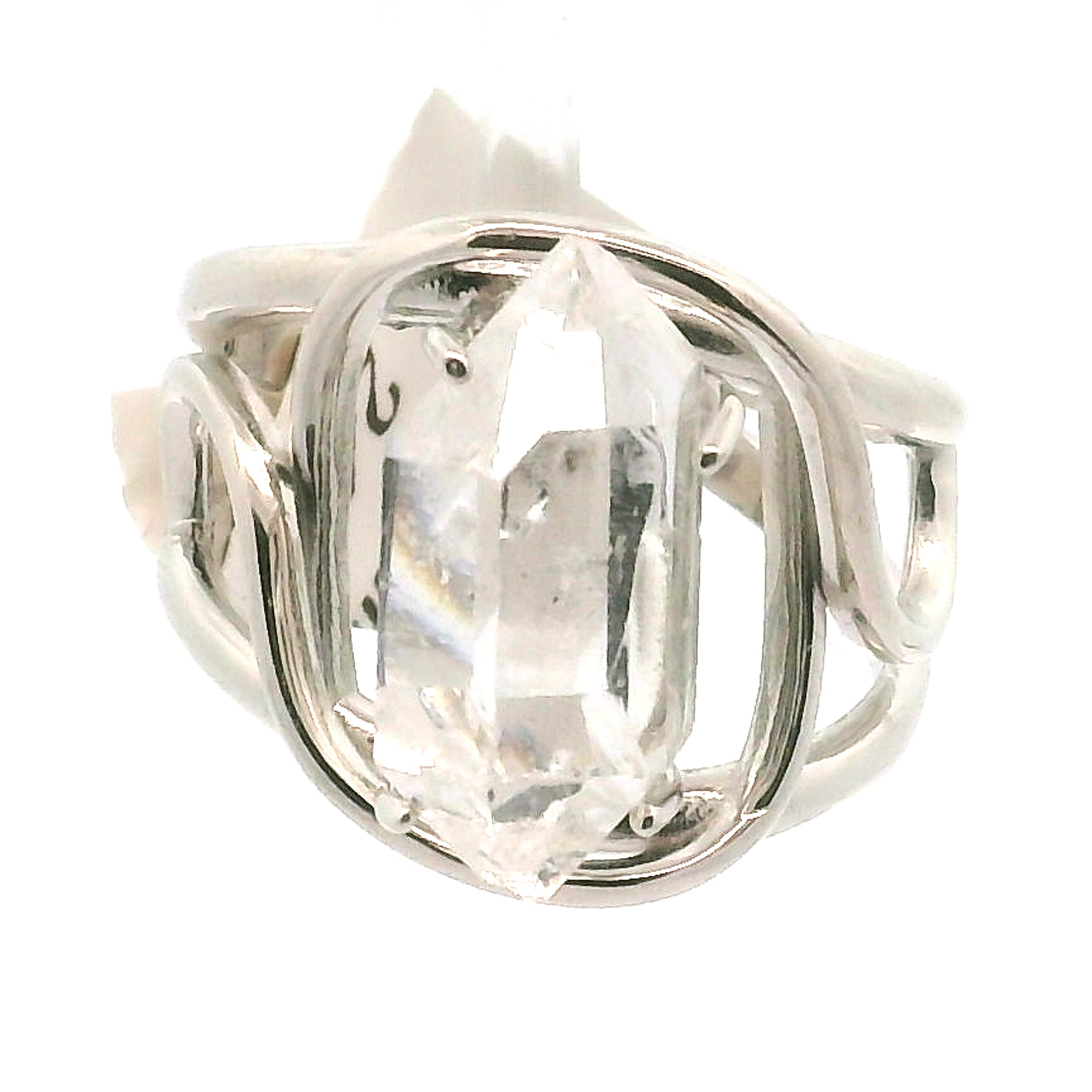 Herkimer Quartz Cuff Ring .925 Silver for  Intention Setting and Manifesting your Desires