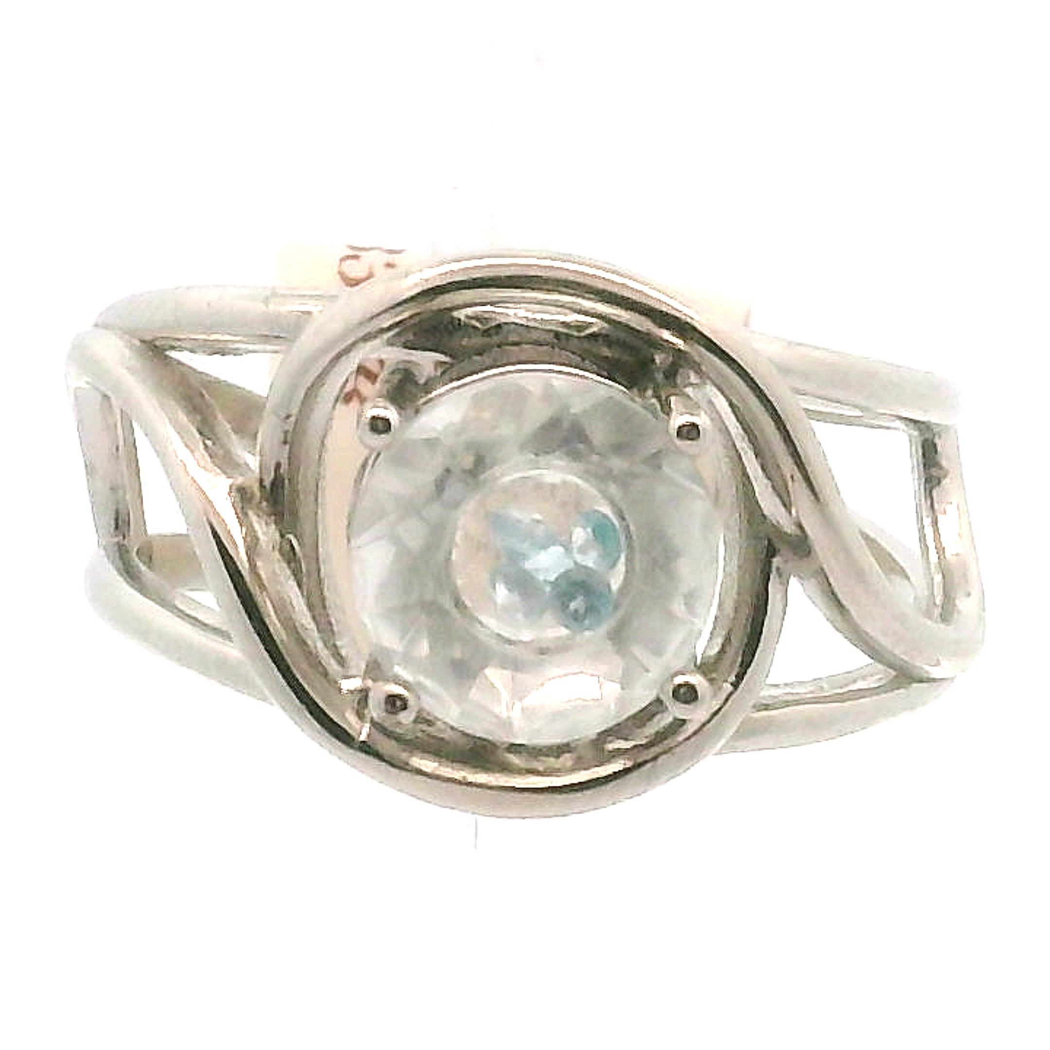 Herkimer Diamonds with Inlays Cuff Ring .925 Silver for Amplifying Energy and Attunement