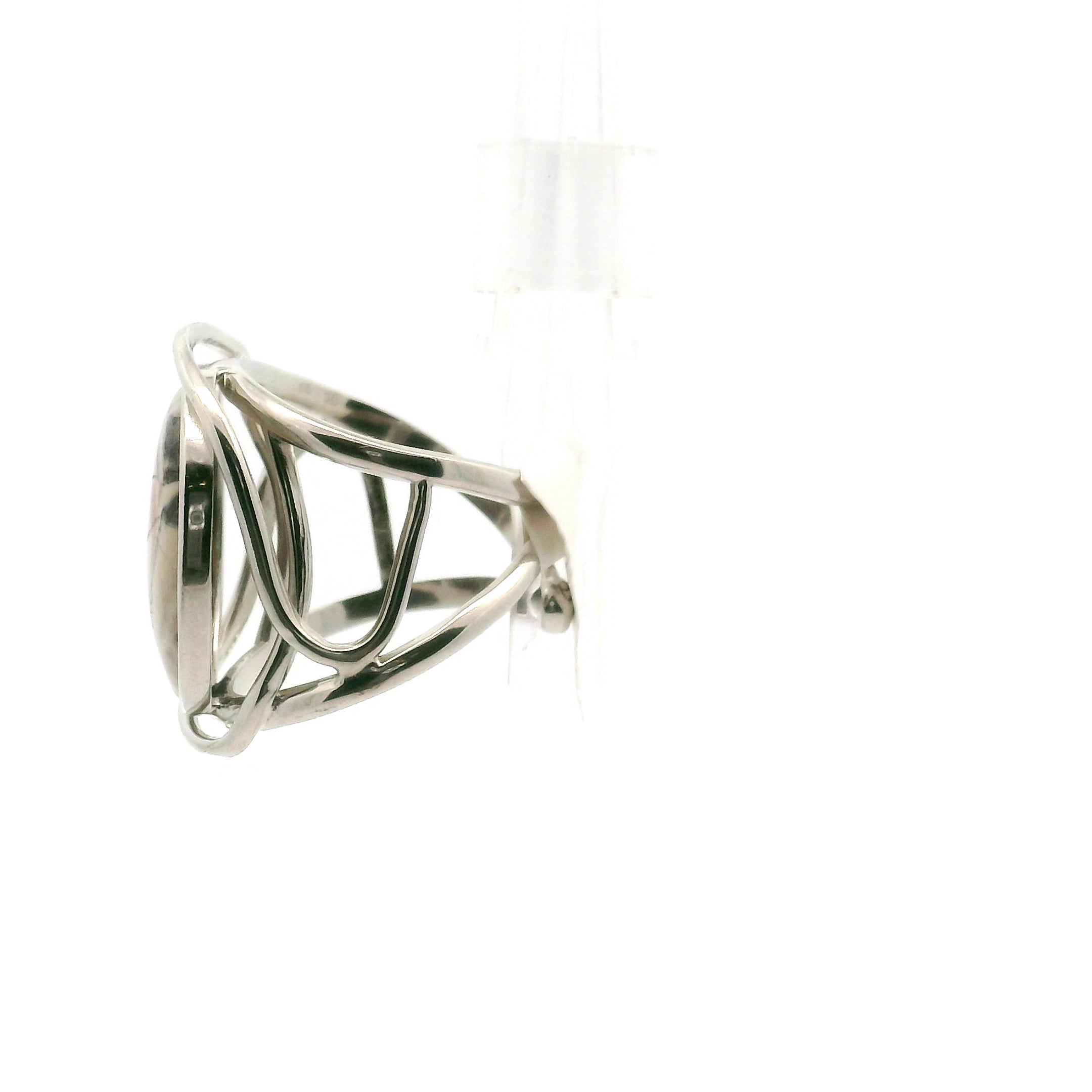 Porcelain Jasper Cuff Ring .925 Silver for Tranquility and Protection