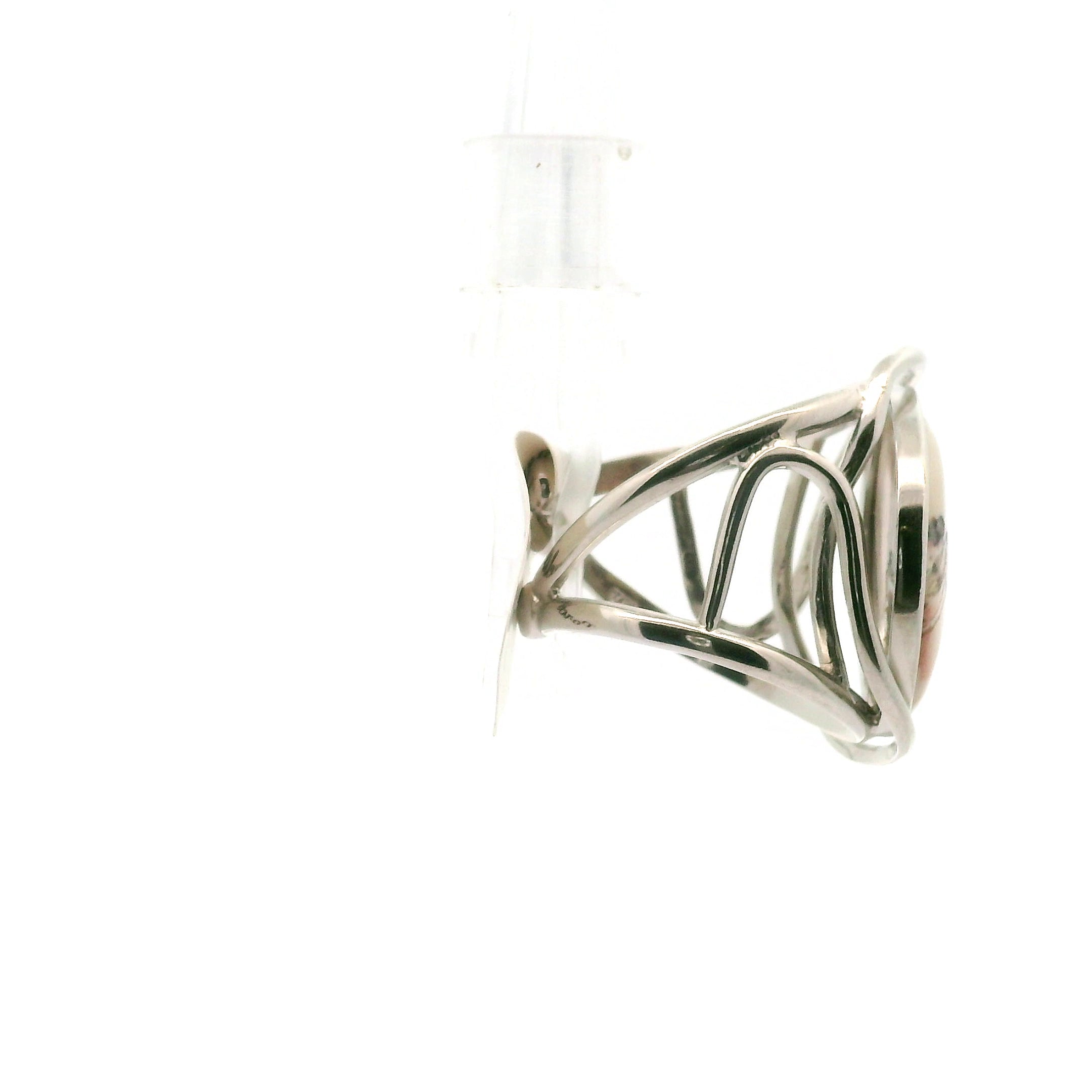 Porcelain Jasper Cuff Ring .925 Silver for Tranquility and Protection