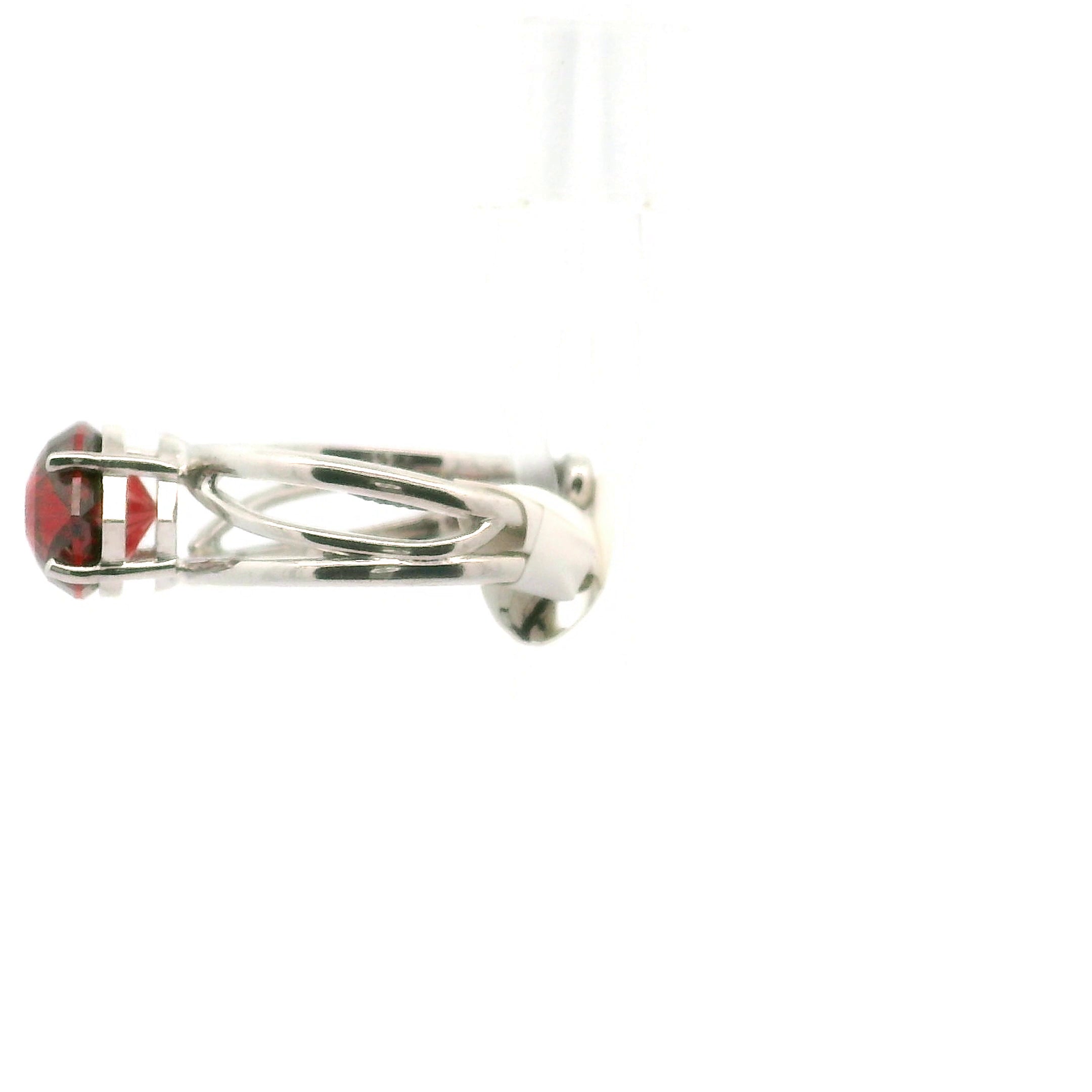 Lab Red Zircon Cuff Ring .925 Silver for Organization and Transformation