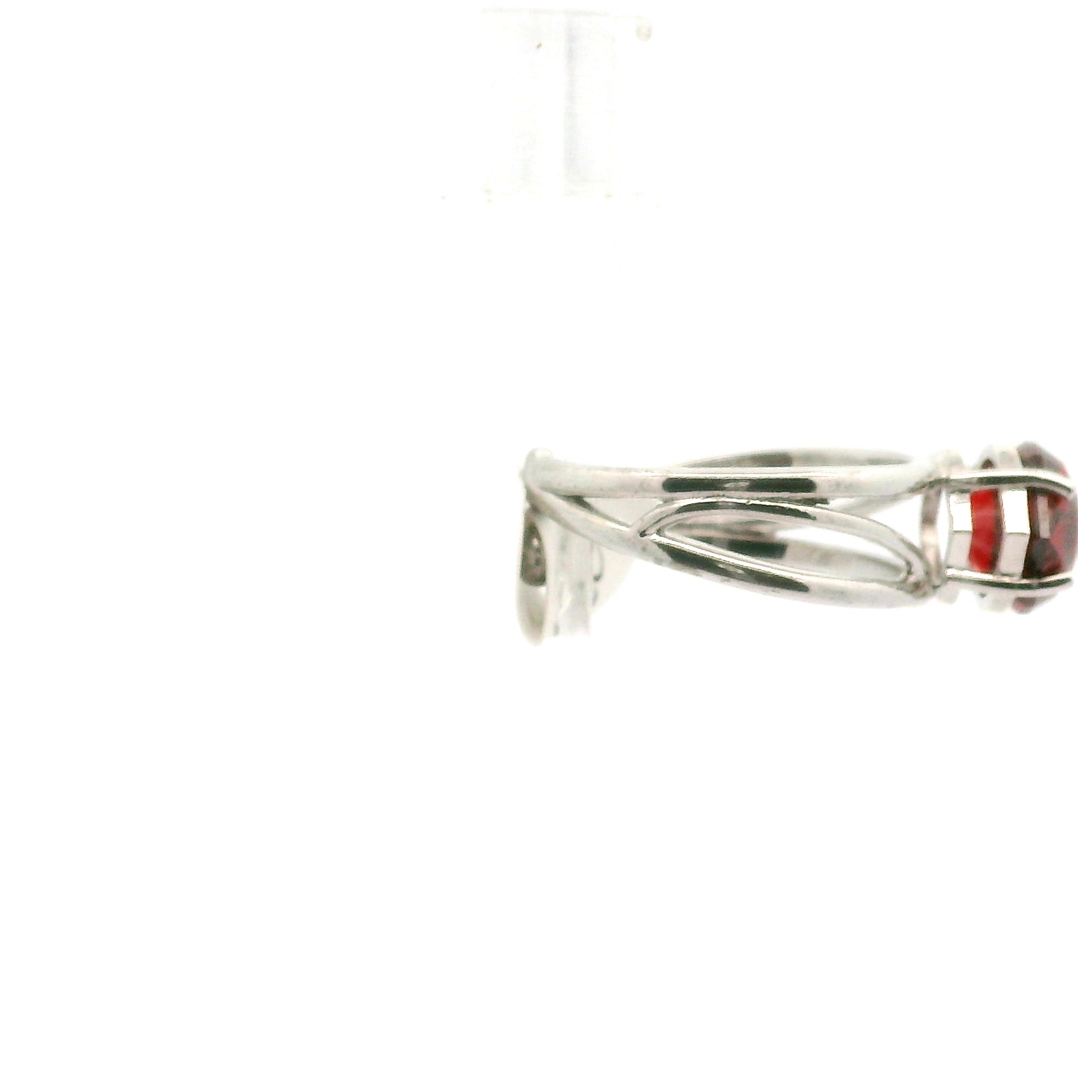 Lab Red Zircon Cuff Ring .925 Silver for Organization and Transformation