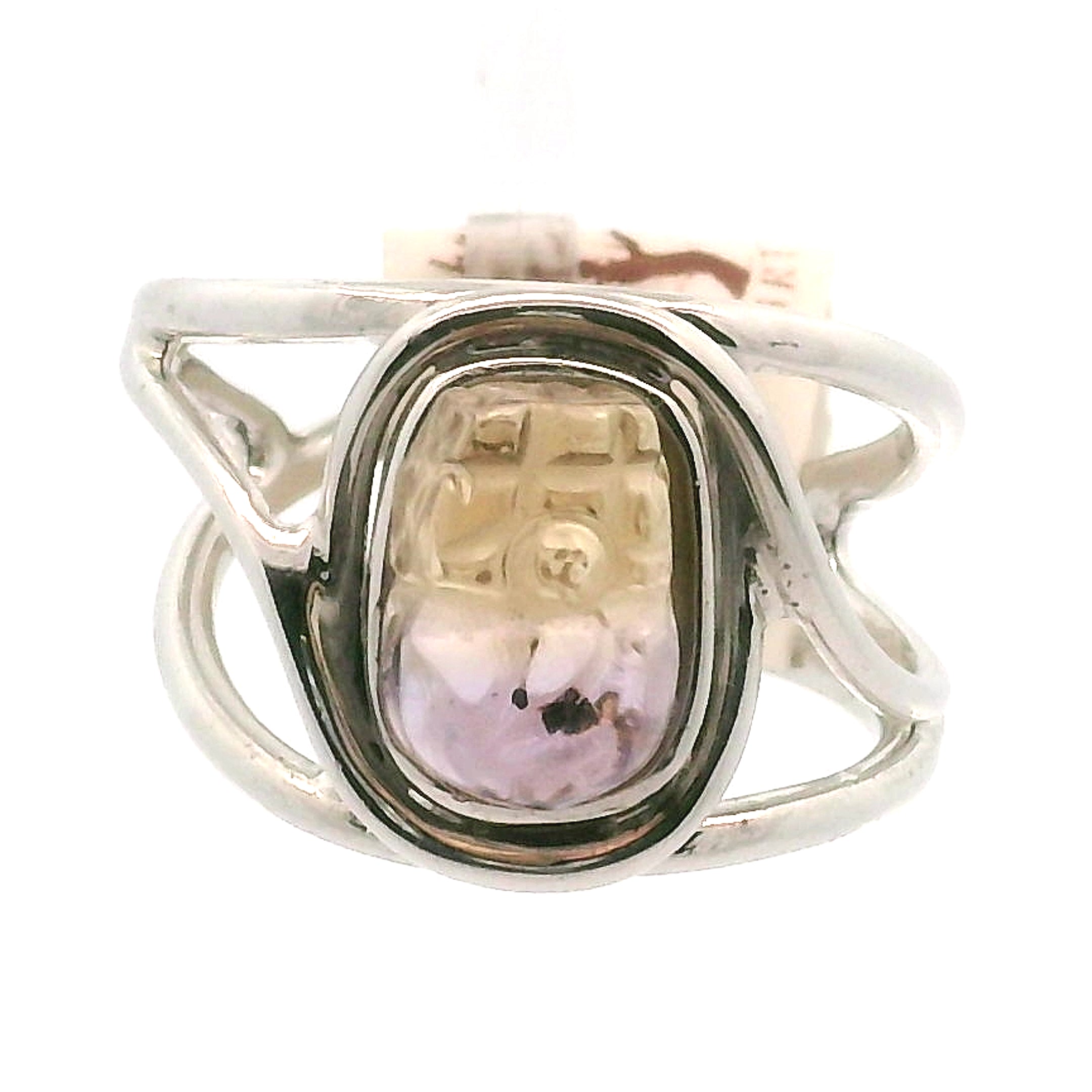 Ametrine Pixchu Cuff Ring .925 Silver for Empowerment & Harmony