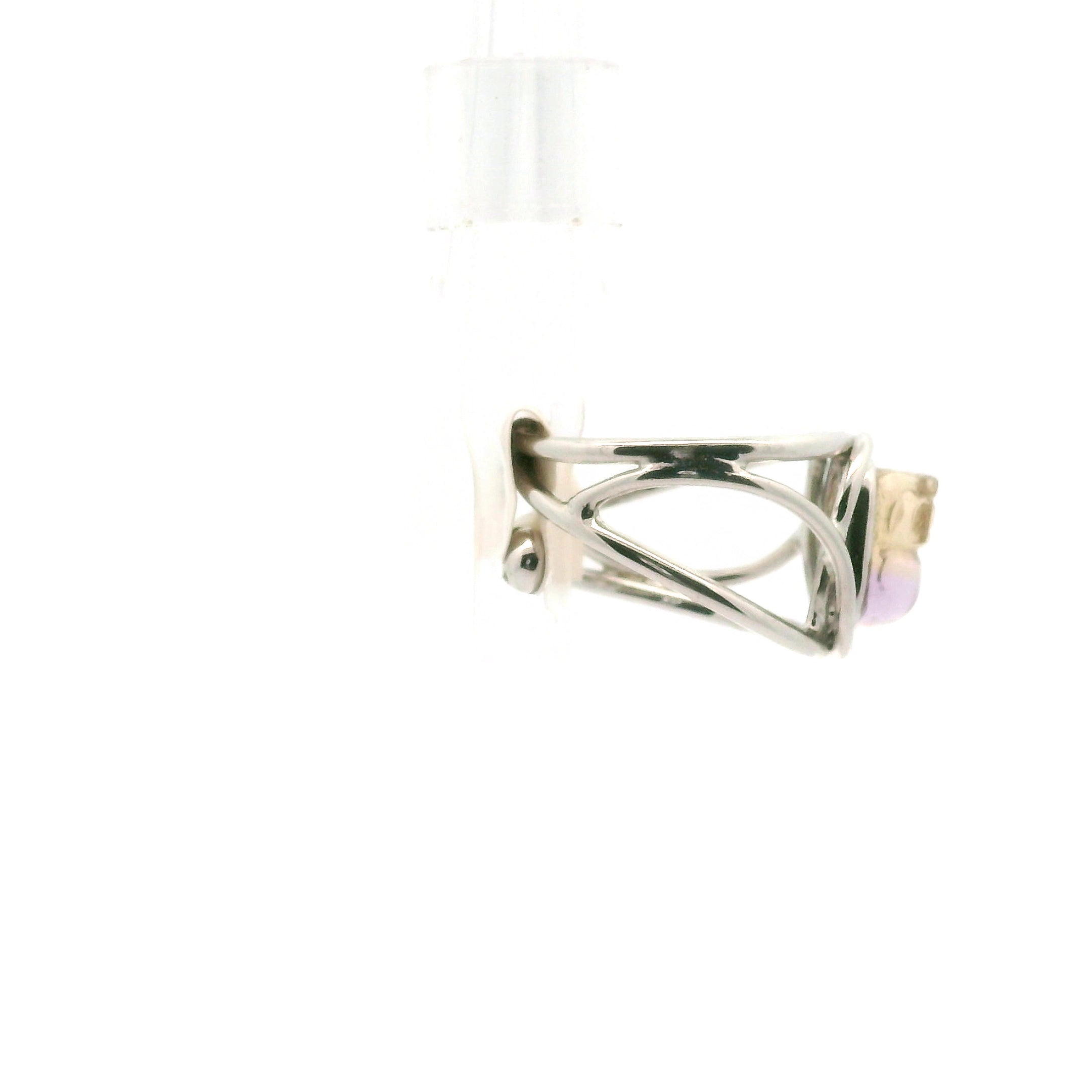 Ametrine Pixchu Cuff Ring .925 Silver for Empowerment & Harmony