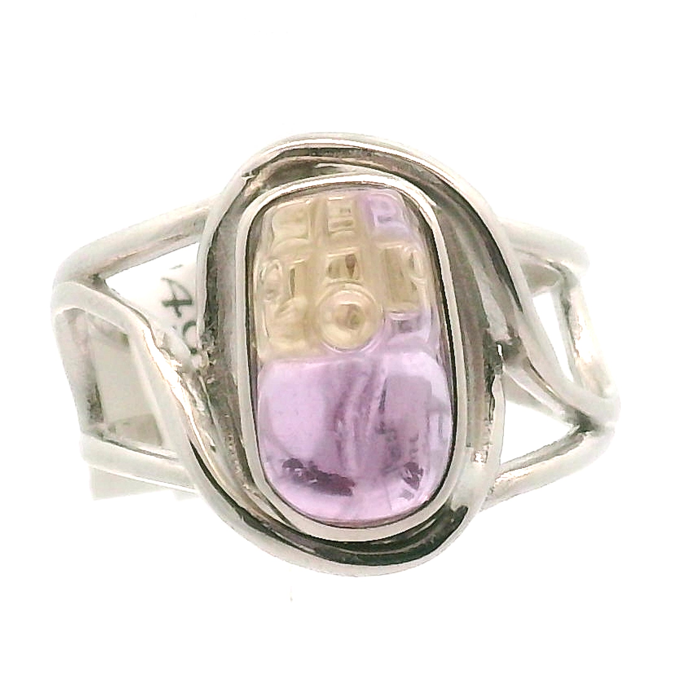 Ametrine Pixchu Cuff Ring .925 Silver for Empowerment & Harmony