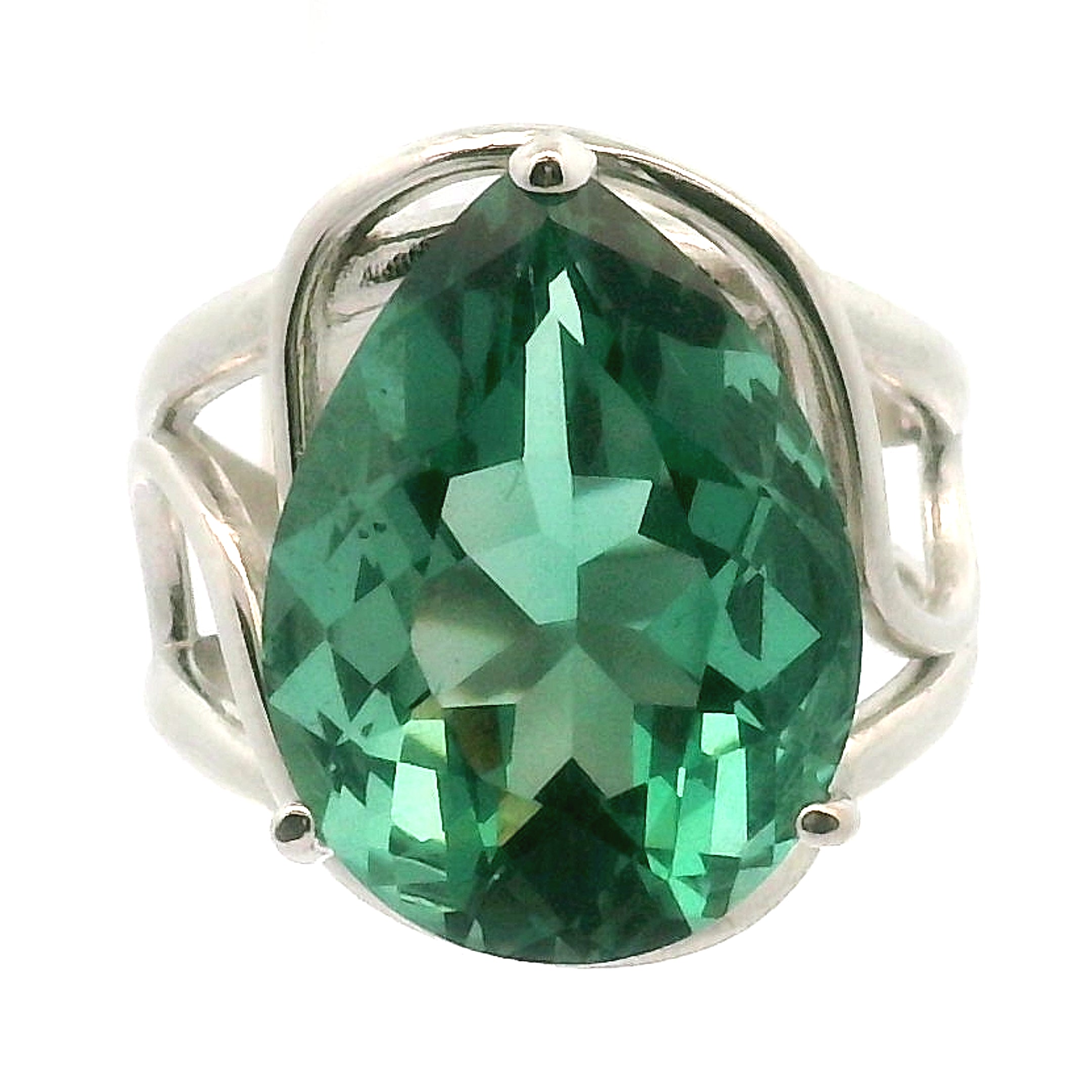 England Fluorite Faceted Drop Cuff Ring .925 Silver for Truth and Guidance