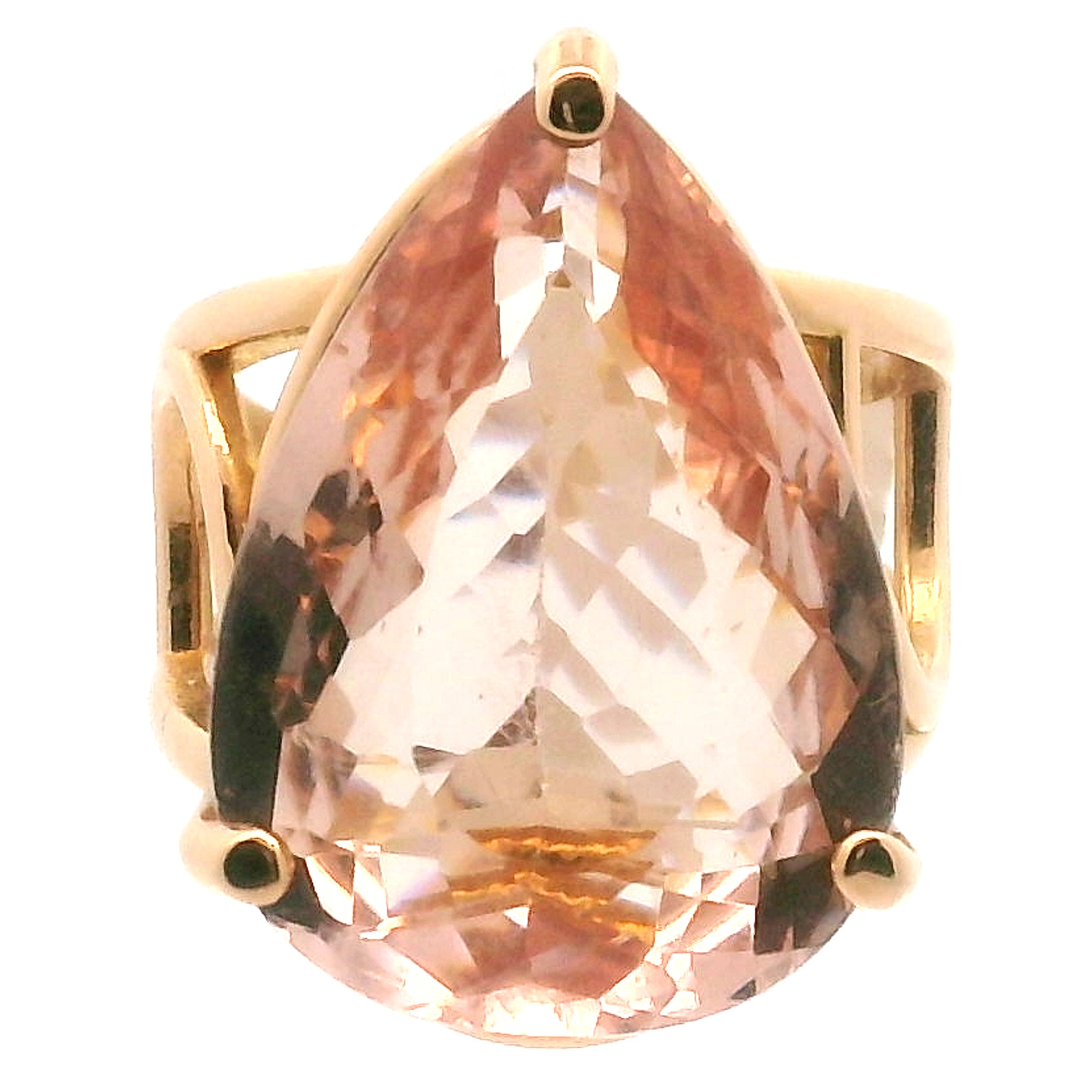 Morganite Faceted Drop Cuff Ring in 18K Rose Gold for Abundance of Joy and Love