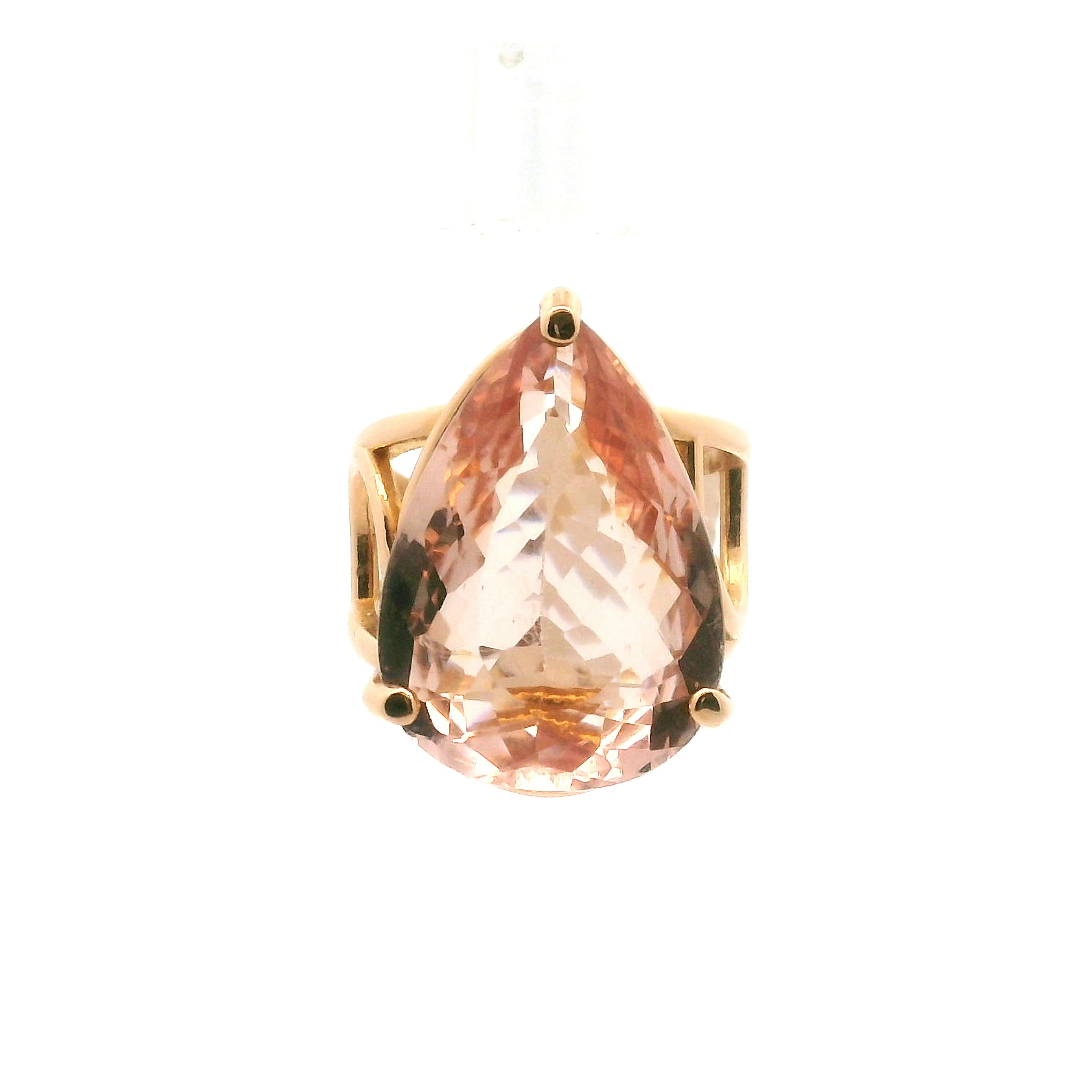 Morganite Faceted Drop Cuff Ring in 18K Rose Gold for Abundance of Joy and Love