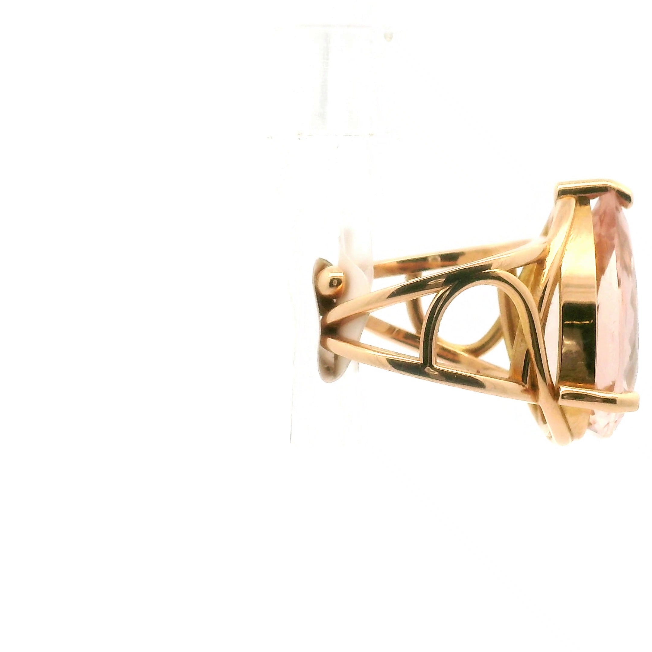 Morganite Faceted Drop Cuff Ring in 18K Rose Gold for Abundance of Joy and Love