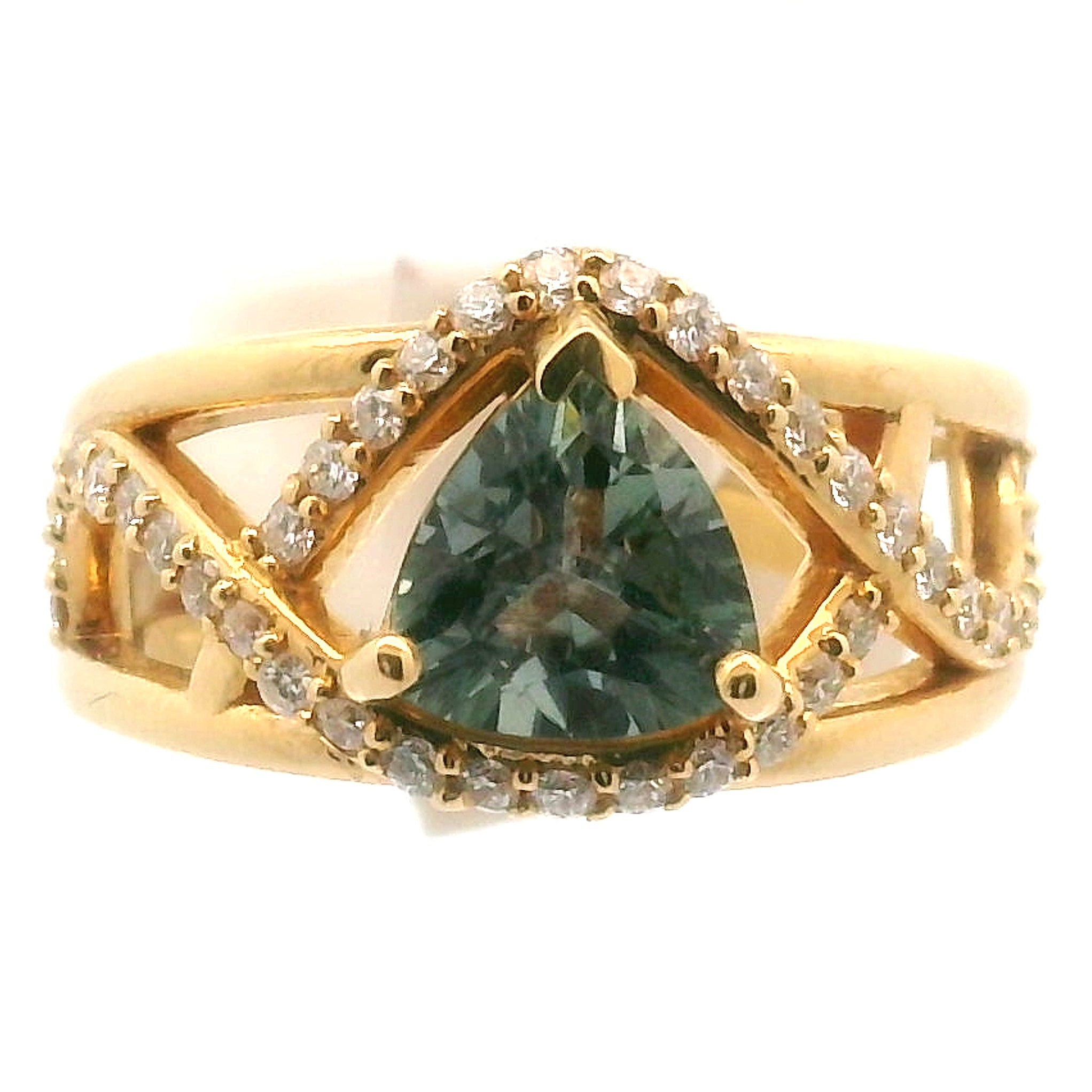 Montana Sapphire & Diamond Pave Cuff Ring in 18K Gold for Dream-work and Self-Discipline