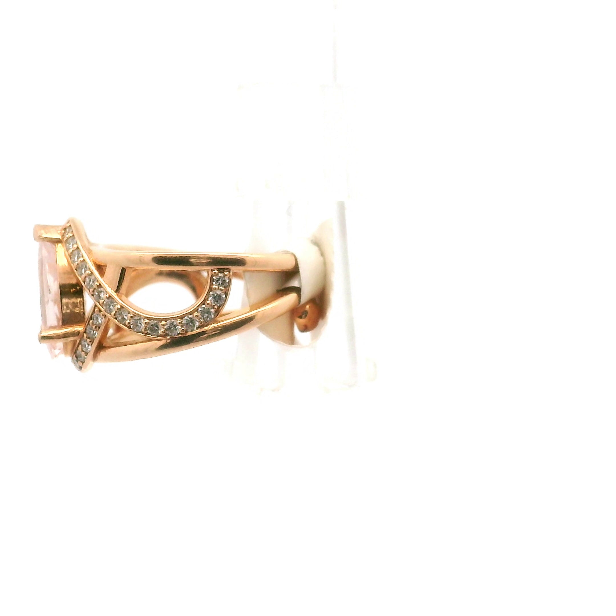 Padparadscha Sapphire with Diamond Pave Cuff Ring in 18K Rose Gold for Dream-work and Compassion