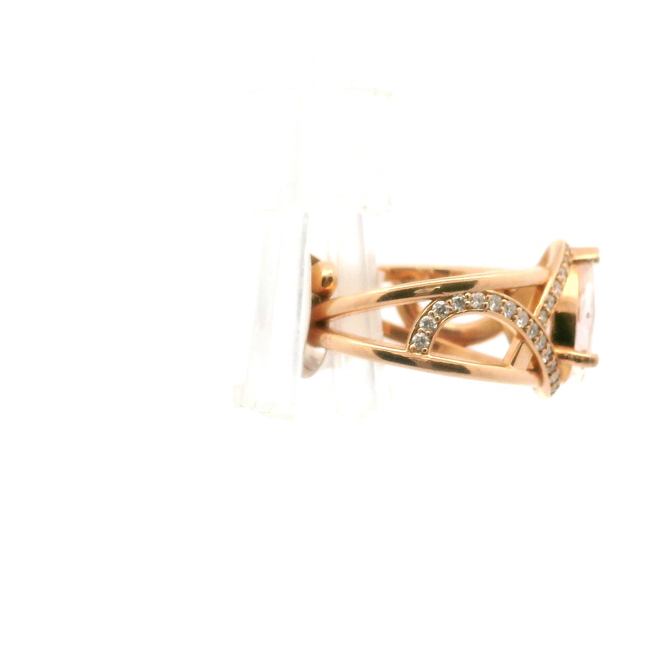 Padparadscha Sapphire with Diamond Pave Cuff Ring in 18K Rose Gold for Dream-work and Compassion