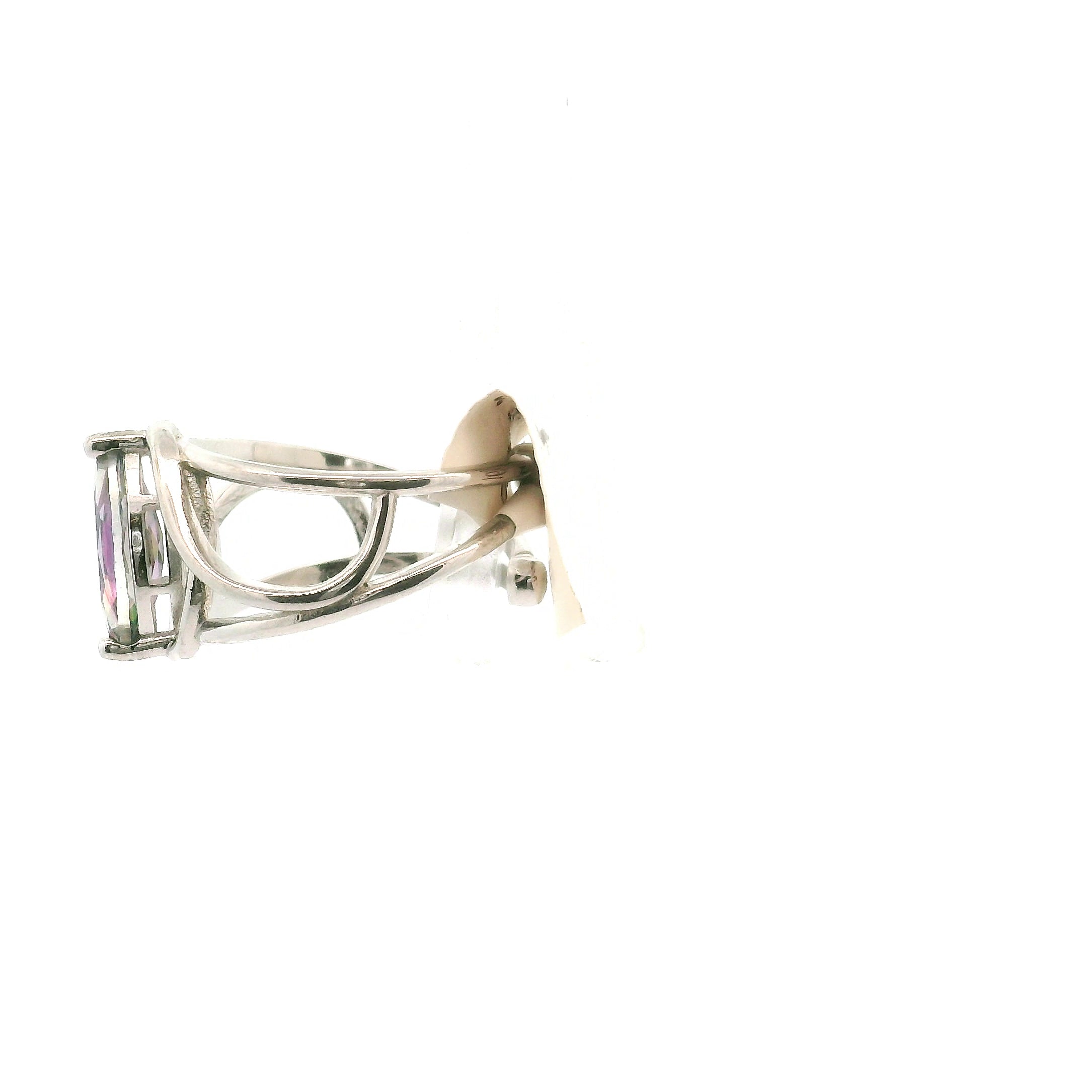 Mystic Topaz Marquis Cuff Ring .925 Silver for Overall Health & Healing of the Body