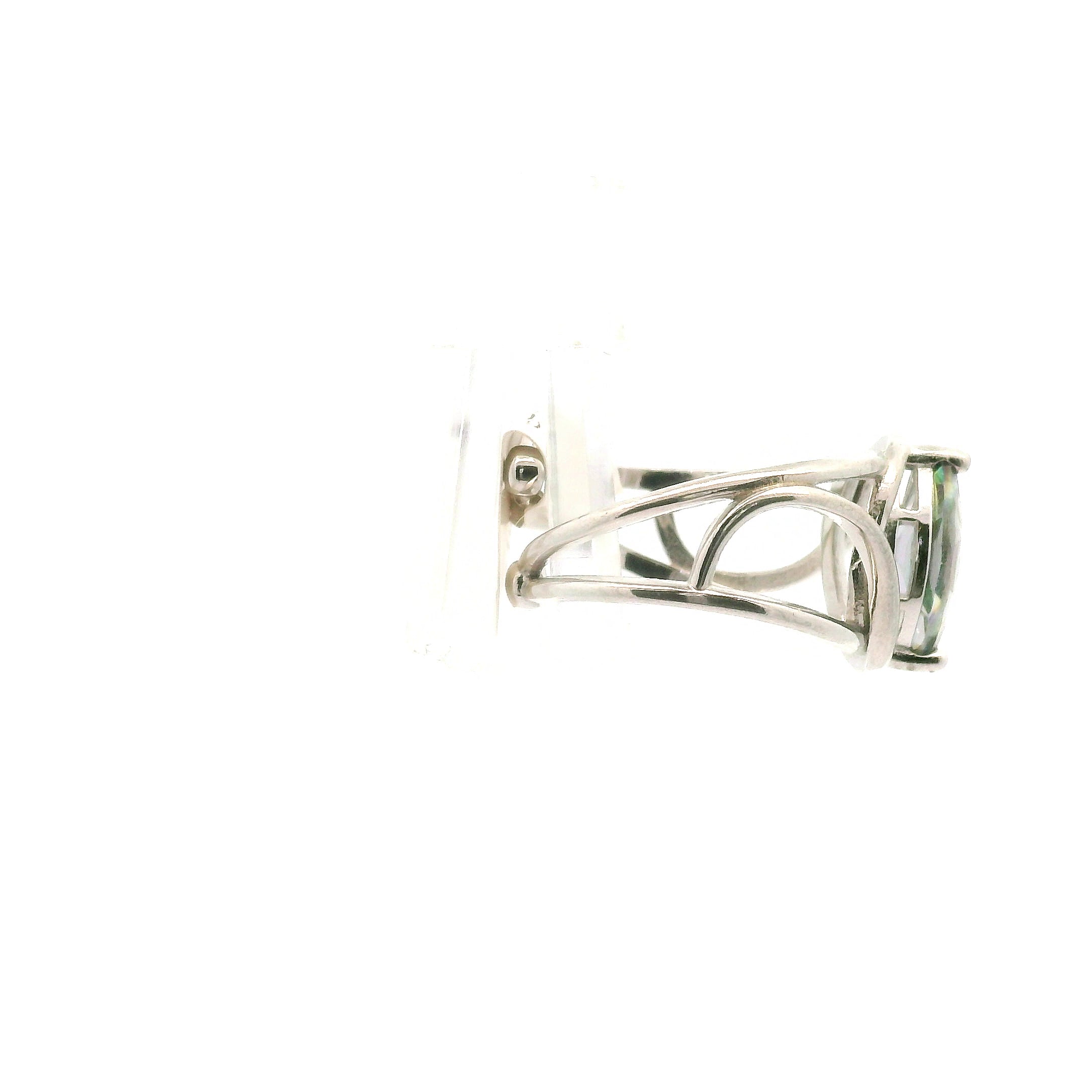 Mystic Topaz Marquis Cuff Ring .925 Silver for Overall Health & Healing of the Body