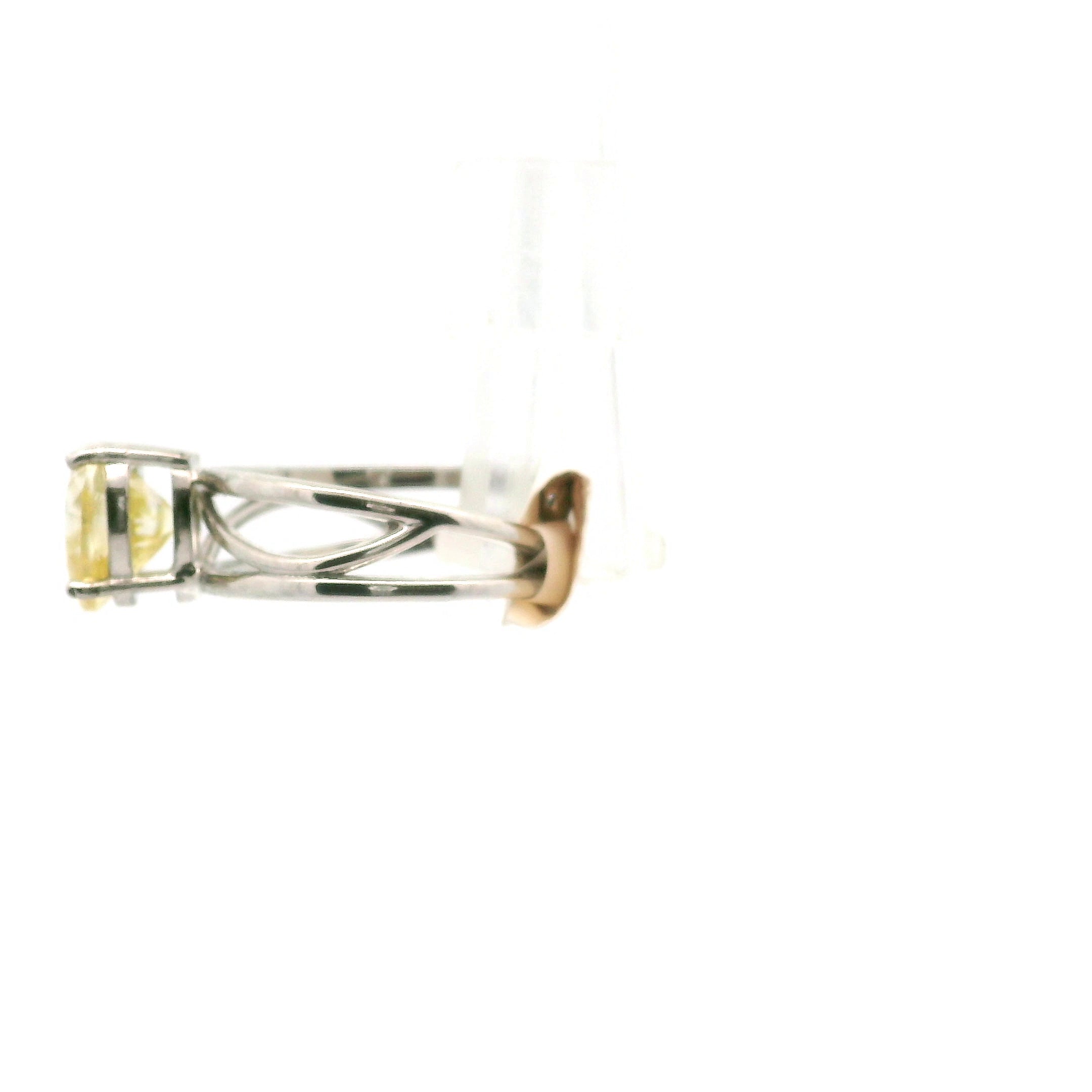 Yellow Moissanite Heart Midi Cuff Ring .925 Silver for Enlightenment & Inner Peace