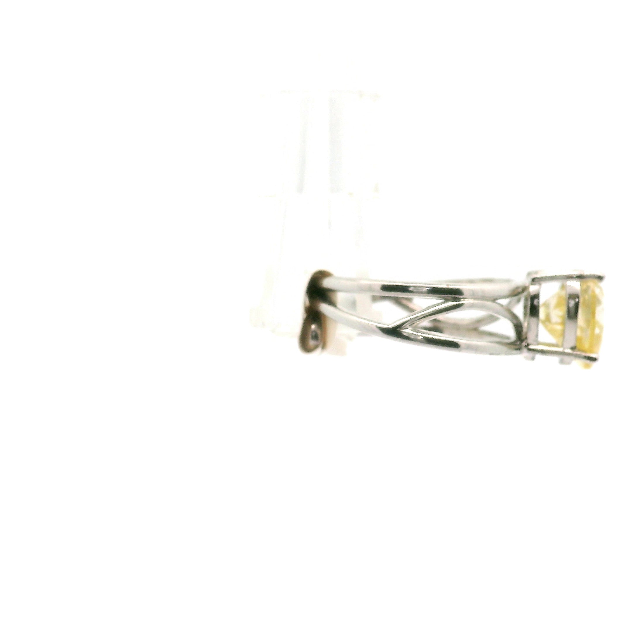 Yellow Moissanite Heart Midi Cuff Ring .925 Silver for Enlightenment & Inner Peace