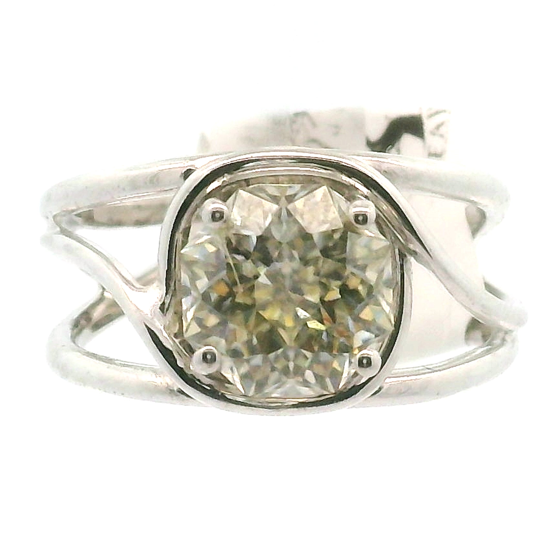 Moissanite Merkaba Cuff Ring .925 Silver for Enlightenment, Inner Peace & Spiritual Transformation