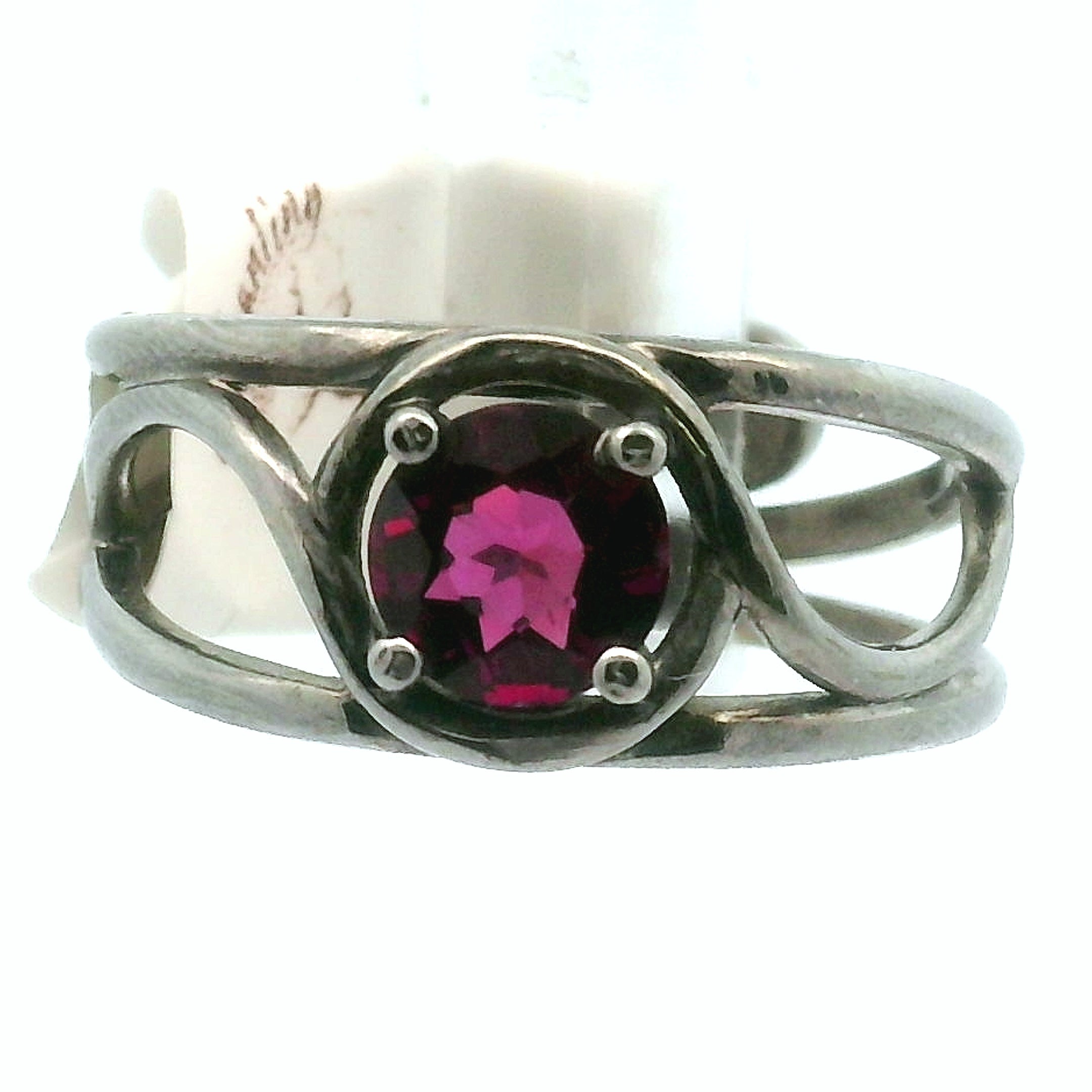 Rhodolite Garnet Midi Cuff Ring .925 Silver for Connection with Angels and Spirit Guides