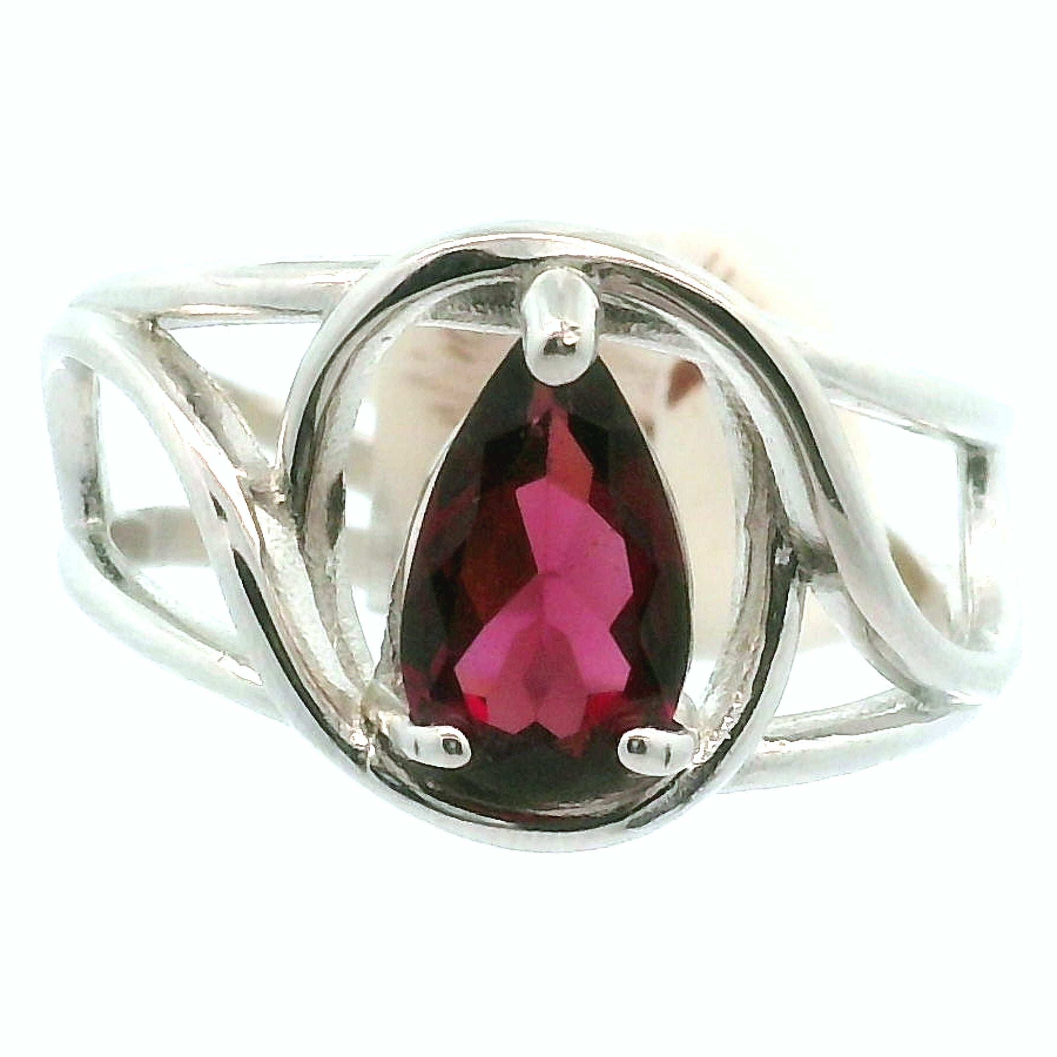 Garnet Midi Adjustable Finger Cuff Ring .925 Silver for Abundance, Good Luck and Positivity
