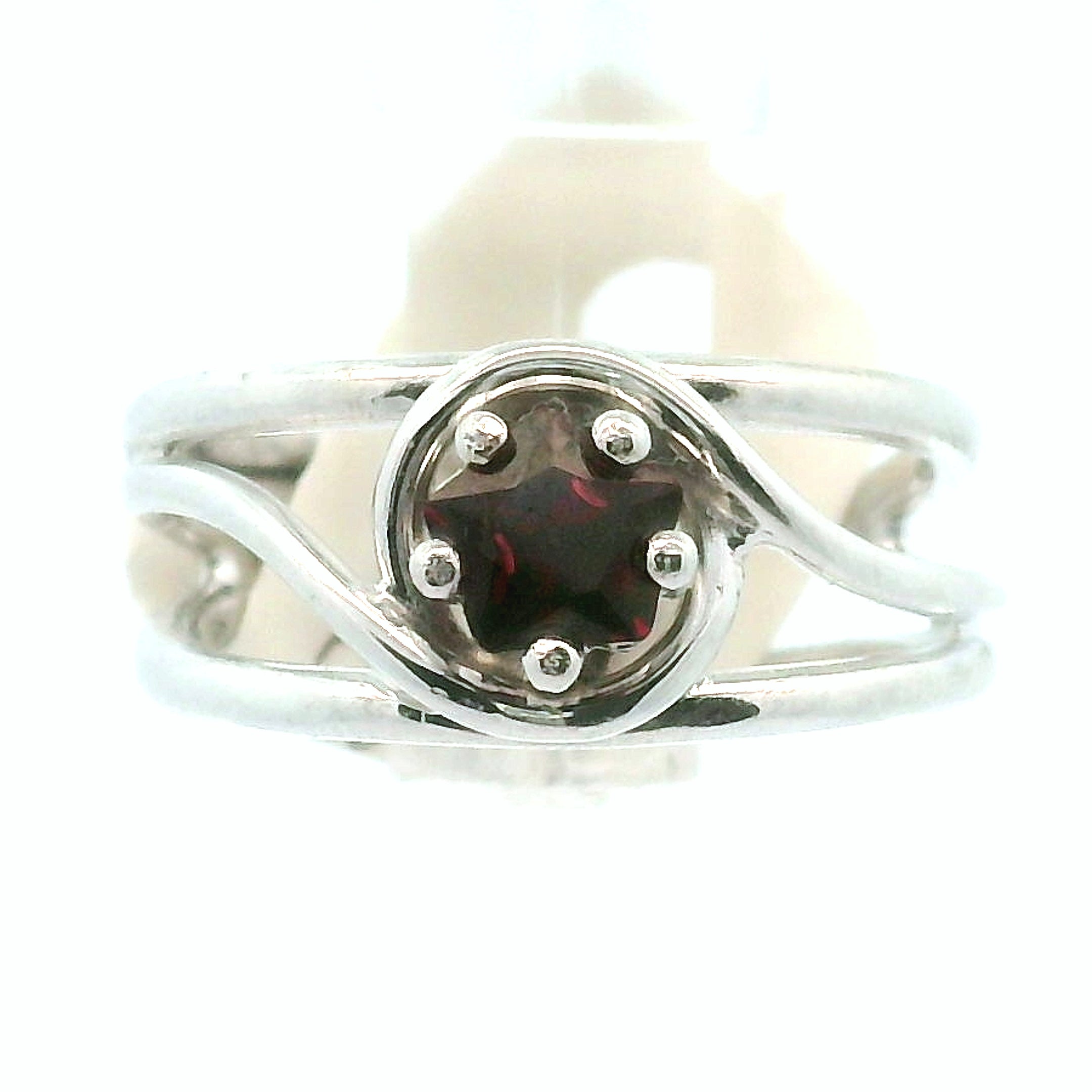 Garnet Midi Cuff Ring .925 Silver for Health and Strength