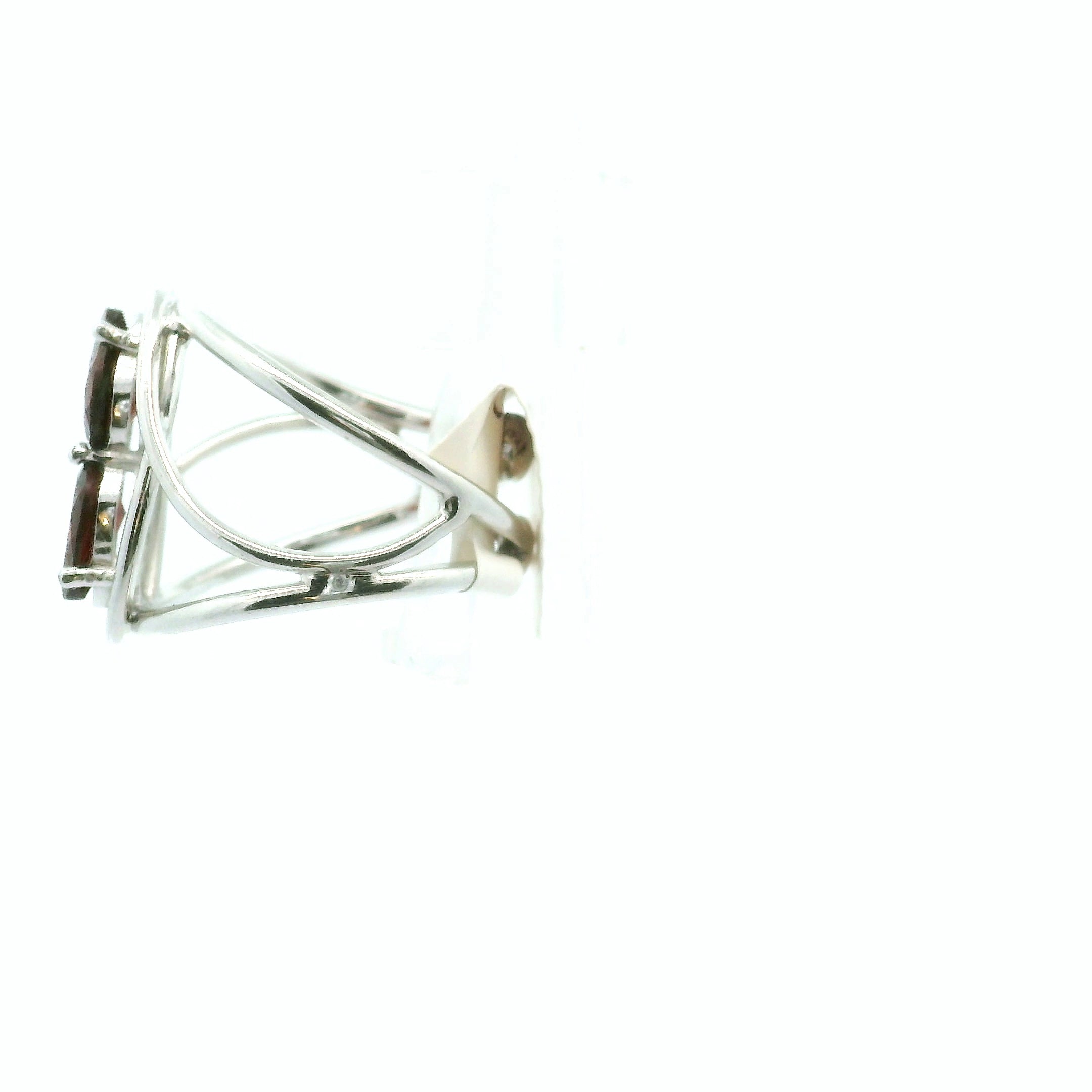 Double Garnet Cuff Ring .925 Silver for Health and Strength